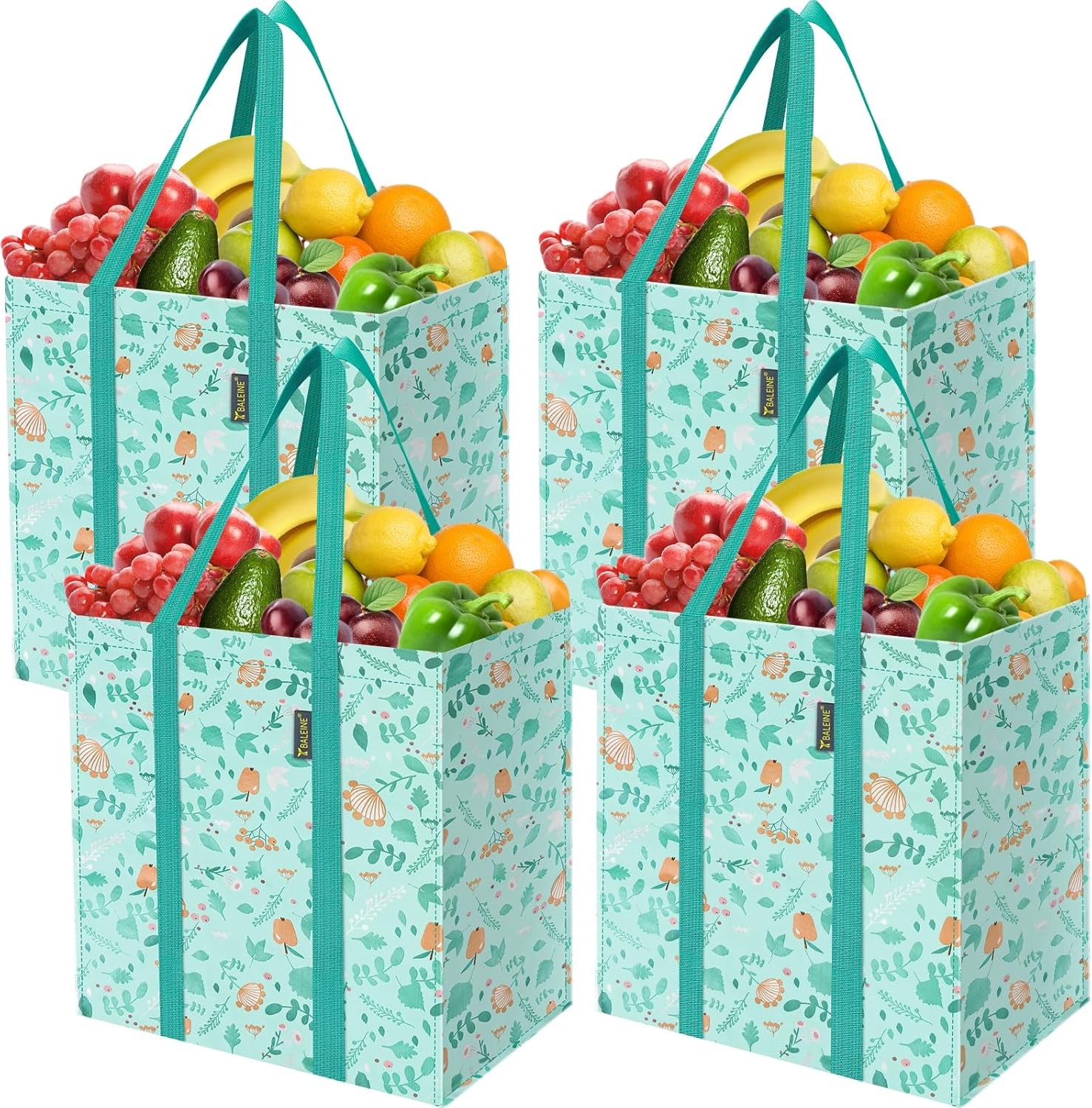 Grocery Bags Reble Shopping Bags with Reinforced Bottom, Heavy
