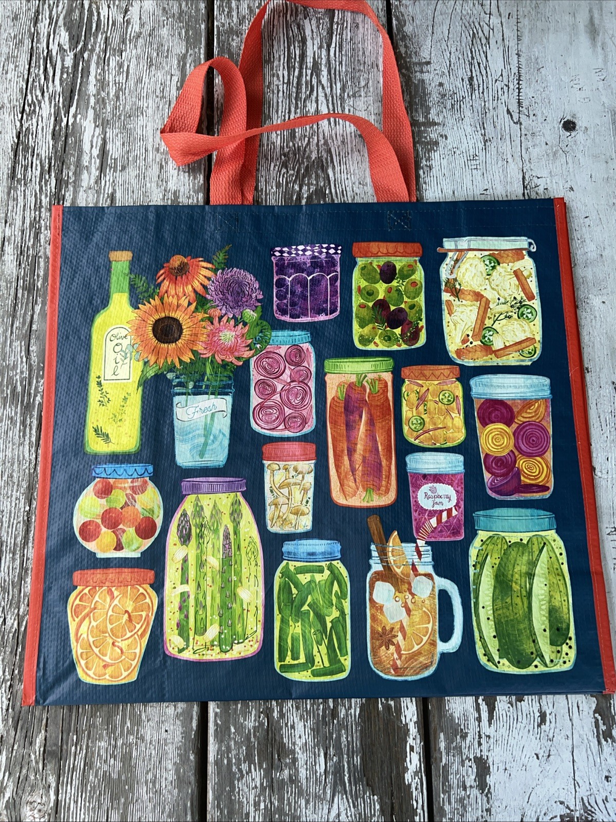 Fresh Pickles 🥒 Beets Carrots Cart Farm Tote Gift Bag Reusable Homegoods