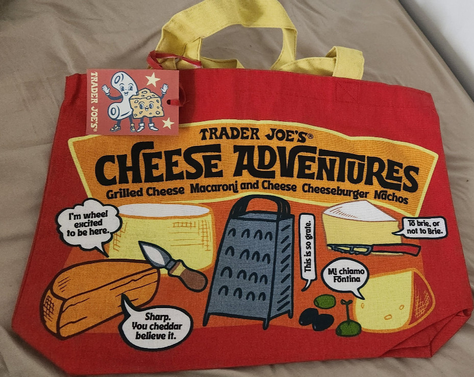 Lot 2 Trader Joe’s Reusable Canvas Cotton Tote Shopping Bag Cheese – 2 bags