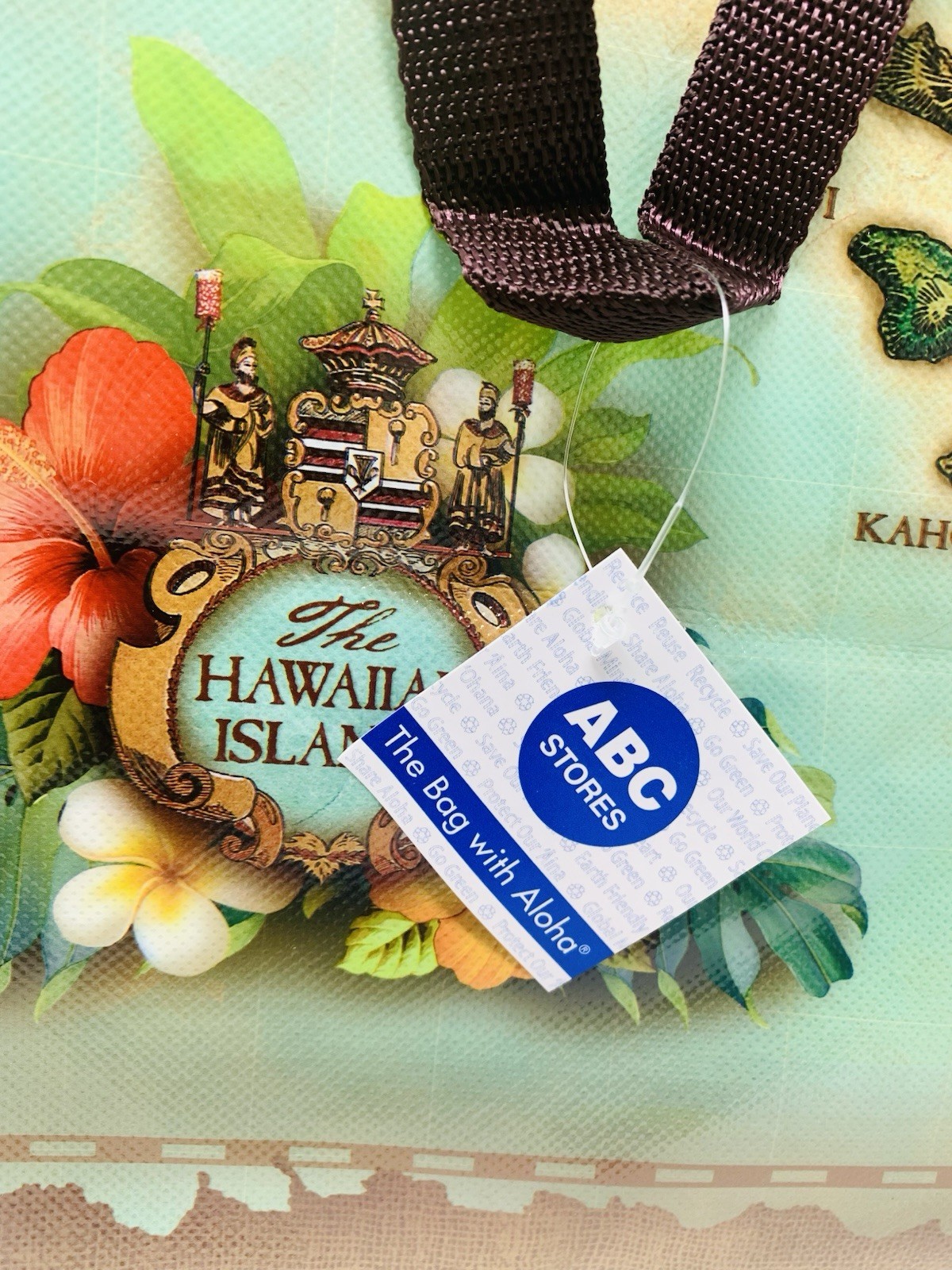 ABC STORES **Hawaiian Islands Vintage Map** Reusable Bag 12.75″ x 13″ x 7.5″