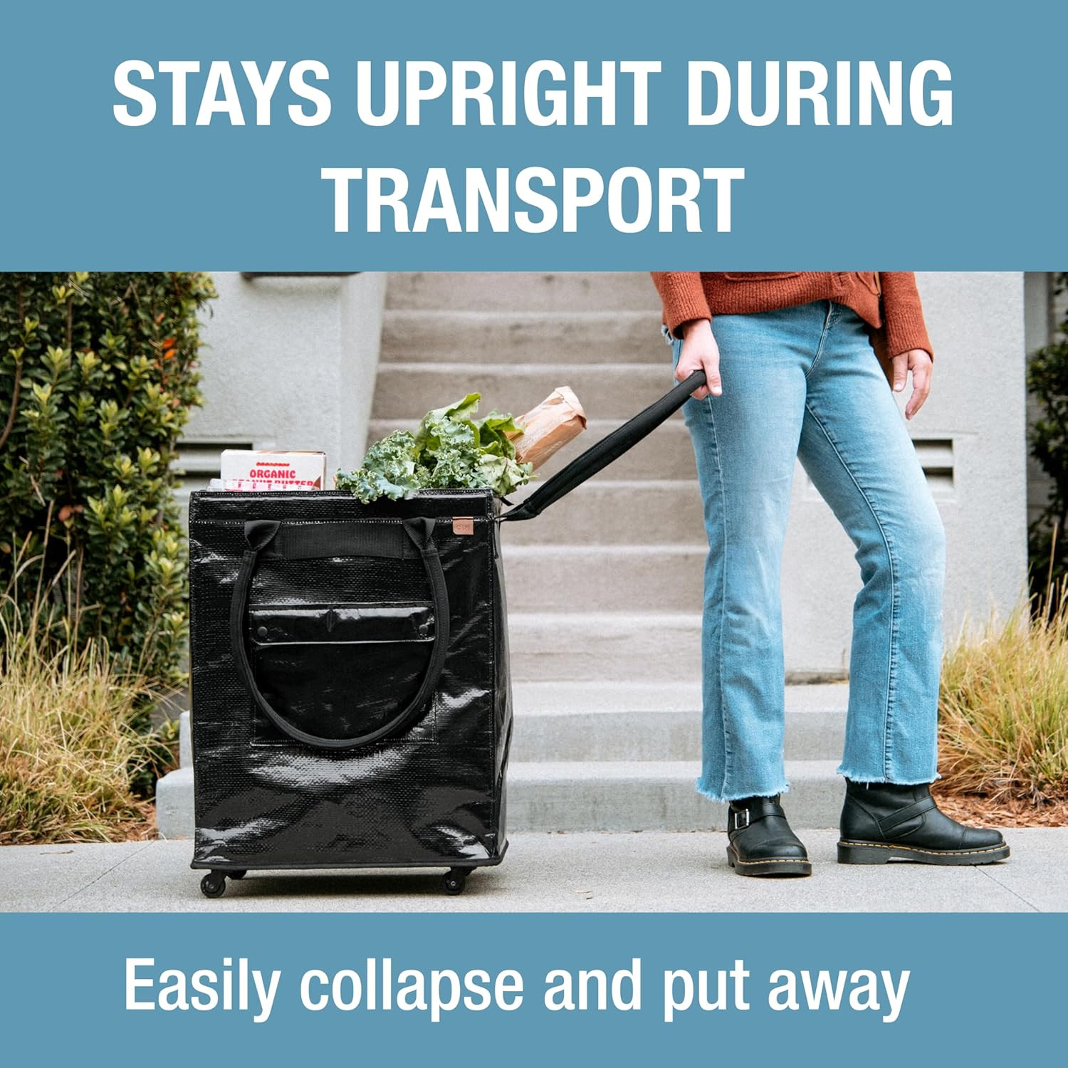 Hauler Rolling Tote Bag, 90L Collapsible Portable Shopping Cart with Wheels for