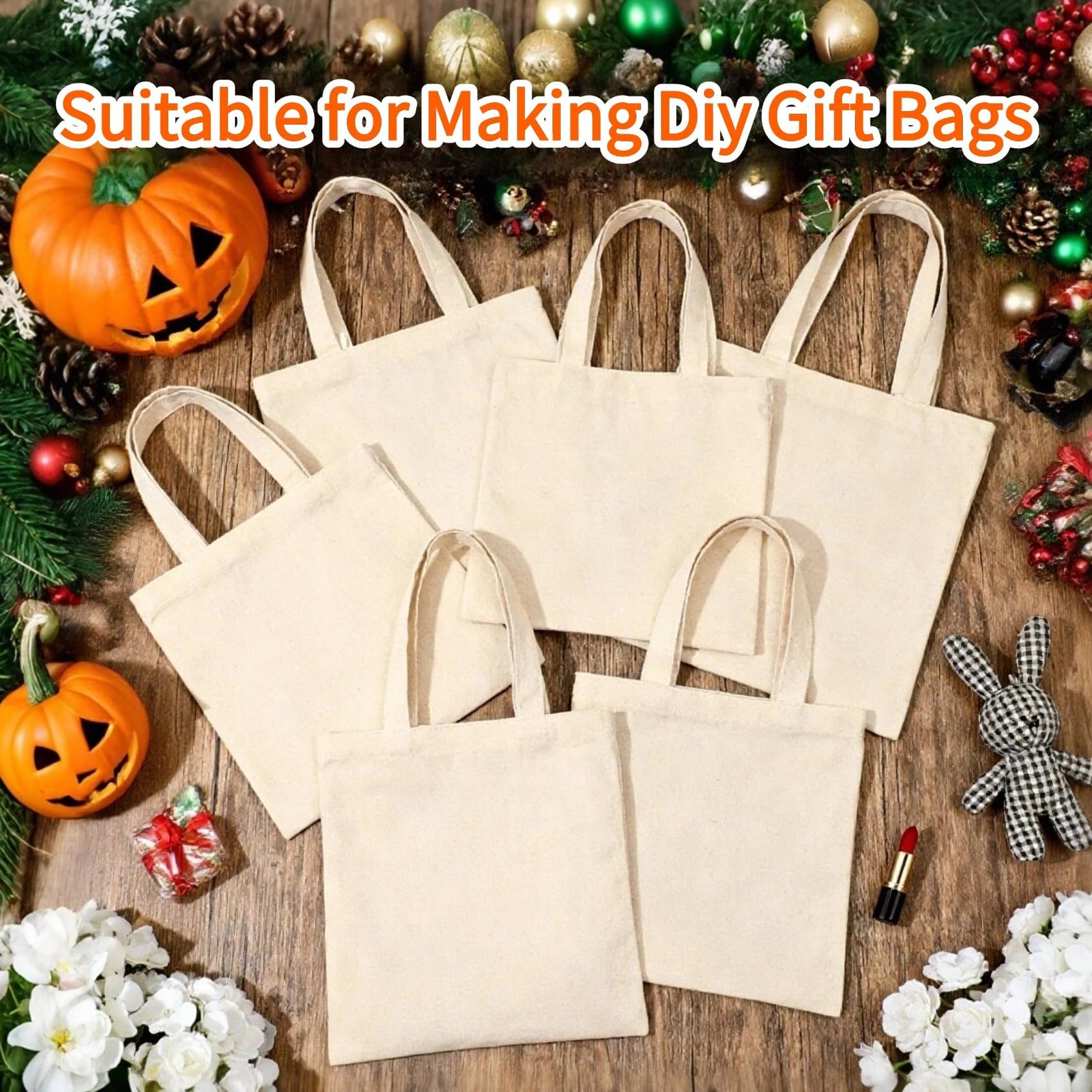 24 Pcs Small Canvas Tote Bags – 8×8.7 Inch Mini Craft Bags, Bulk Sublimation …