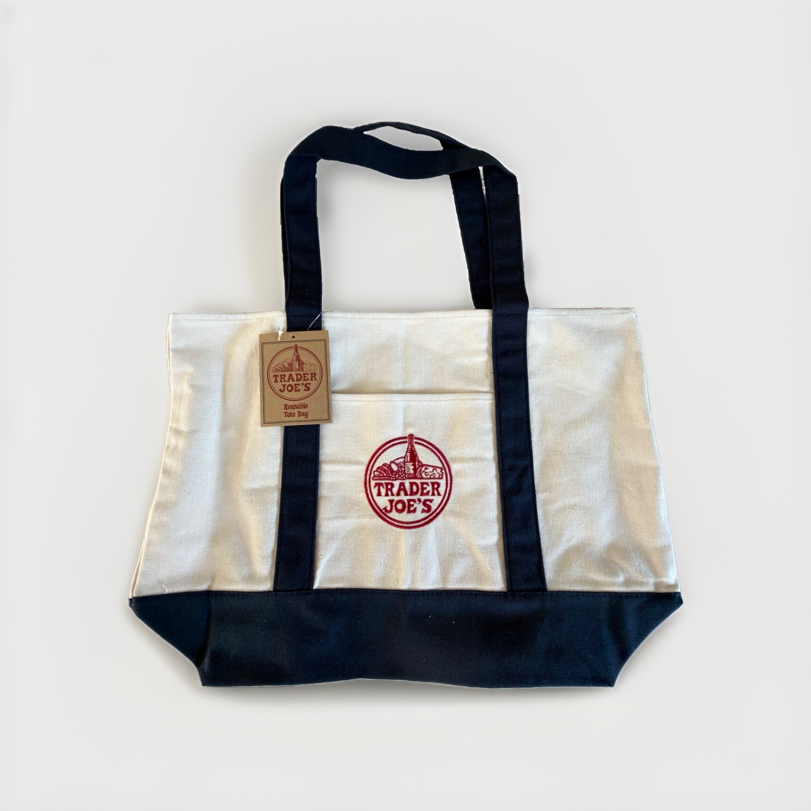 Trader Joe’s Canvas Tote Shopping Bag – LARGE CLASSIC NAVY BLUE – NEW with TAGS