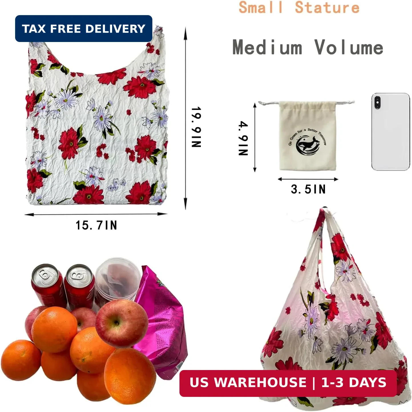 Reusable Scalable Tote Grocery Bags,Eco-Friendly Foldable Shopping Bags with Sto
