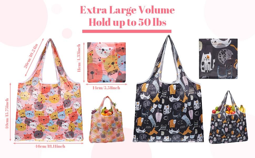 2 Pcs Foldable Shopping Bag Reusable Grocery Bags Extra Large Foldable Shoppi…