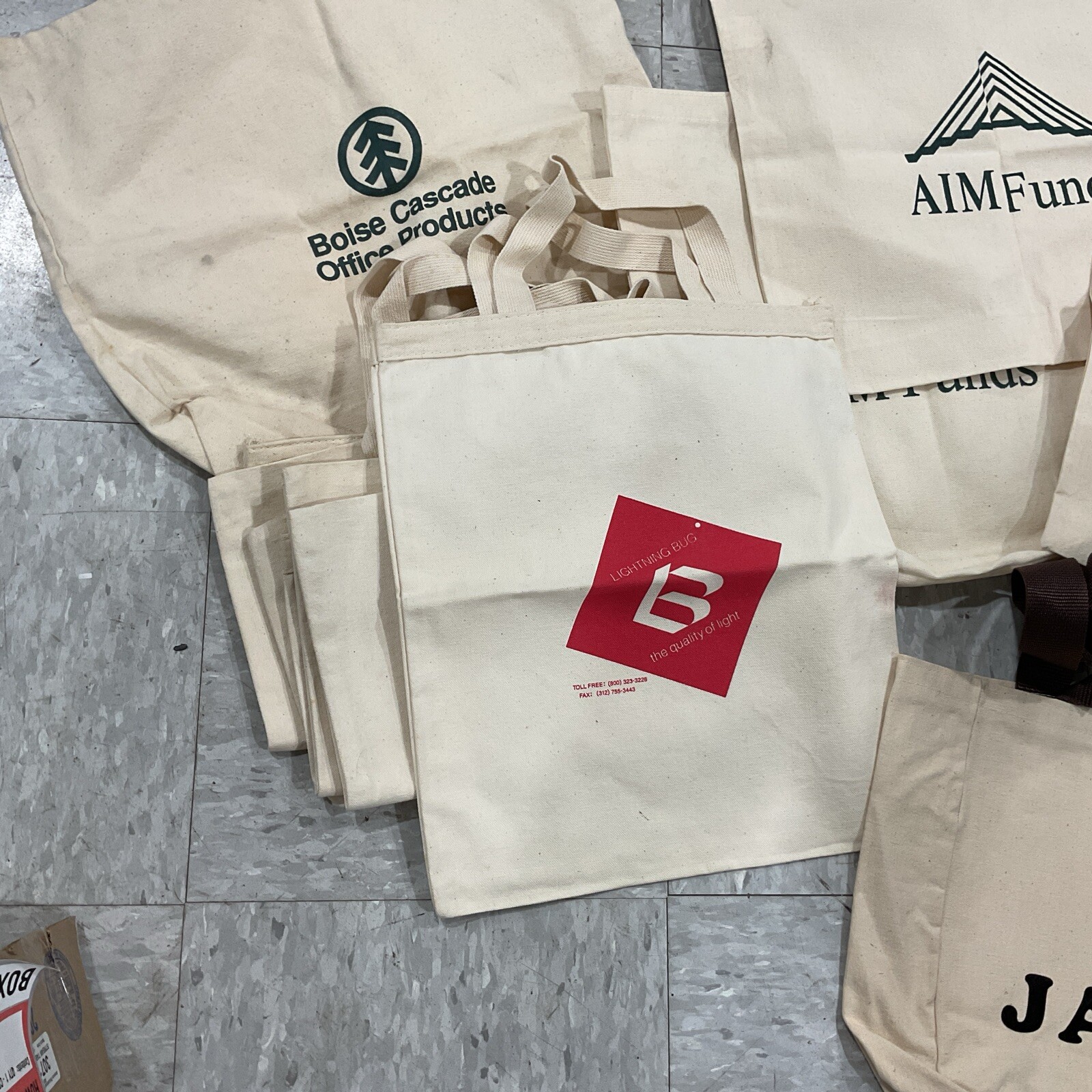 Various 10 Canvas Tote Bags Lot Branded