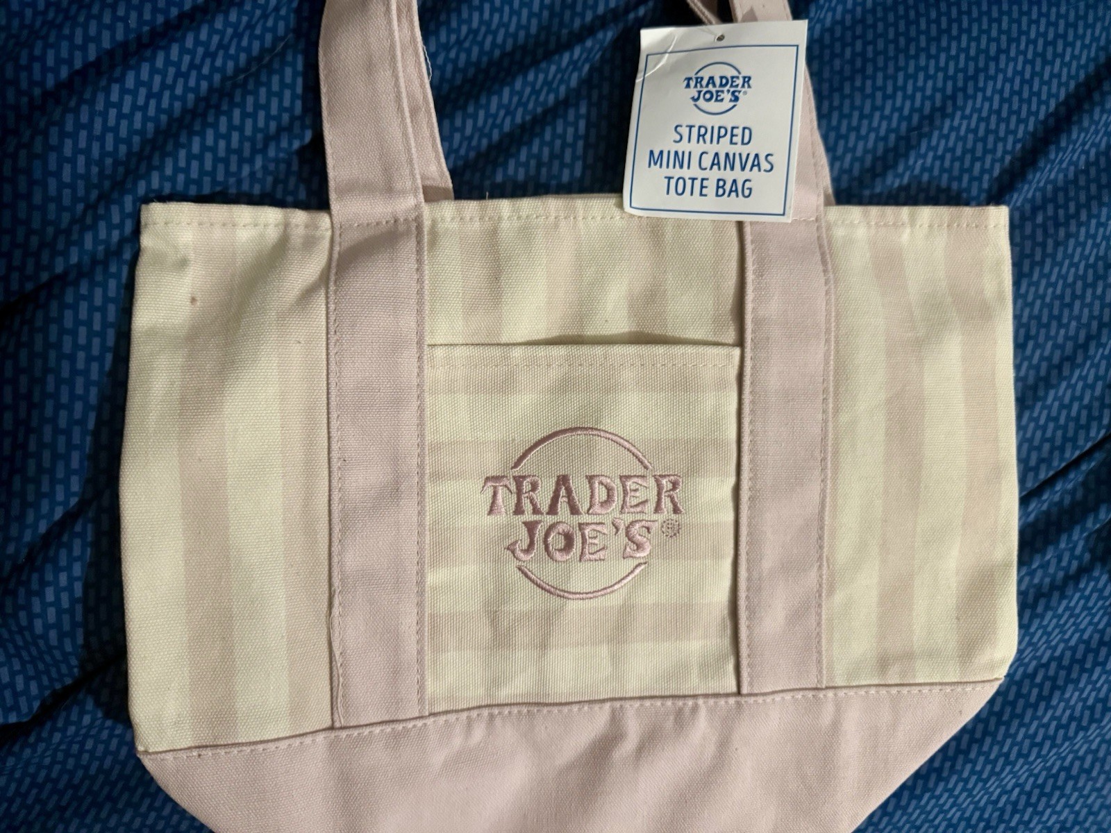 NWT Trader Joe’s Striped Canvas Mini Tote Striped Pink Summer 2026