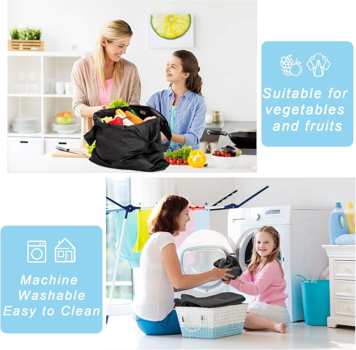 Large Reusable Bags Shopping Washable Foldable 6 Pack Grocery Bags Heavy Duty Li