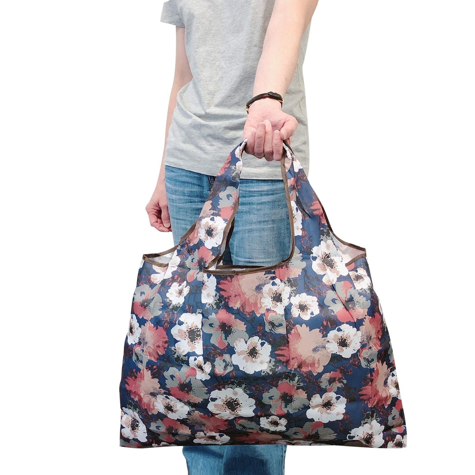 Reusable Nylon Grocery Bag Large, Foldable Shopping Tote, Multicolor