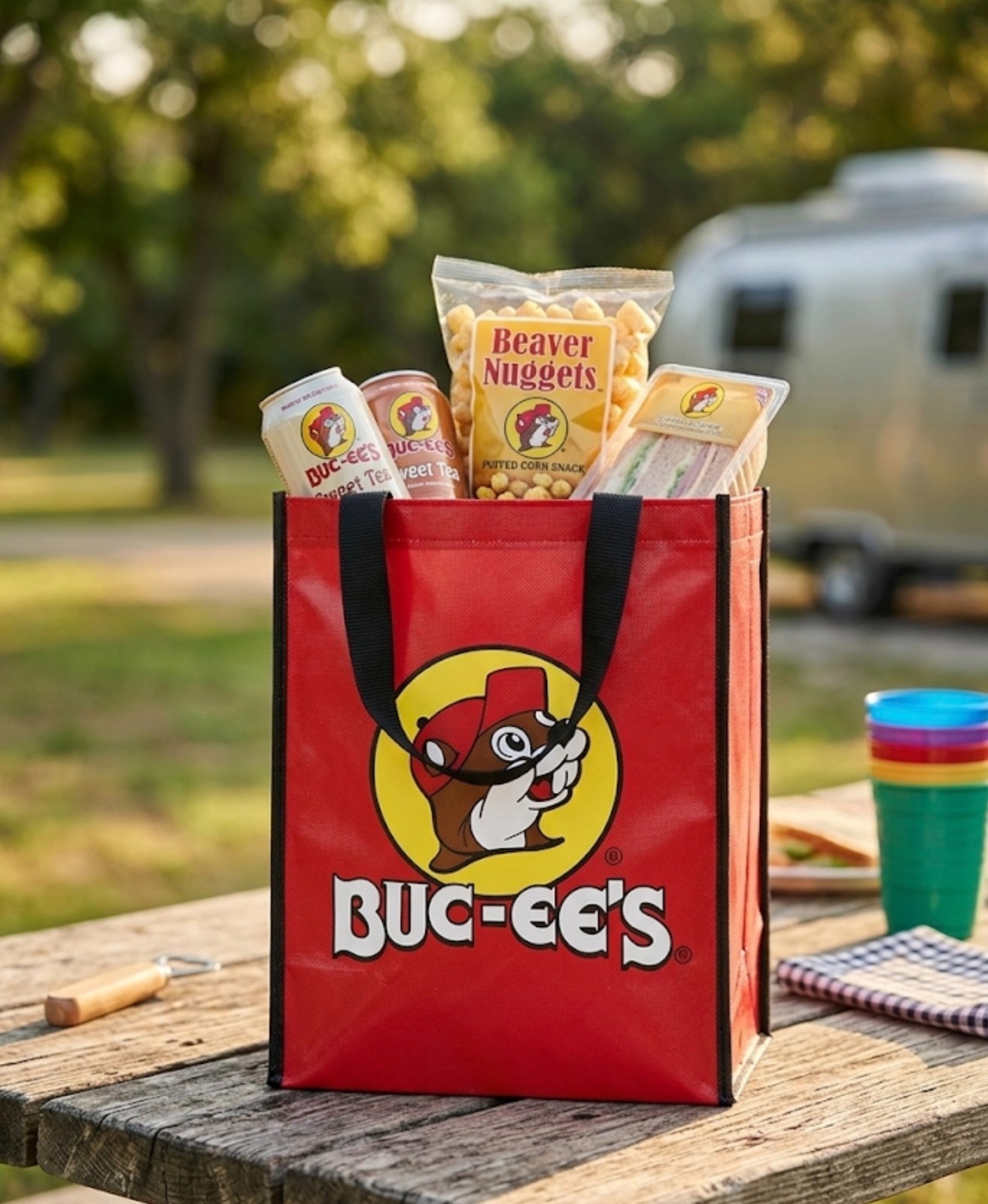Set Buc-ees Leopard Print Reusable Tote Bag With Pink and red 24 cooler