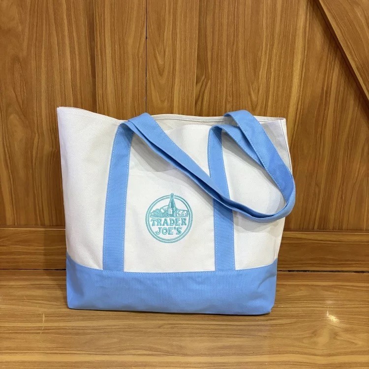 TRADER JOE’S LARGE CANVAS BAG HEAVY COTTON REUS SHOPPING BAG SKY BLUE US