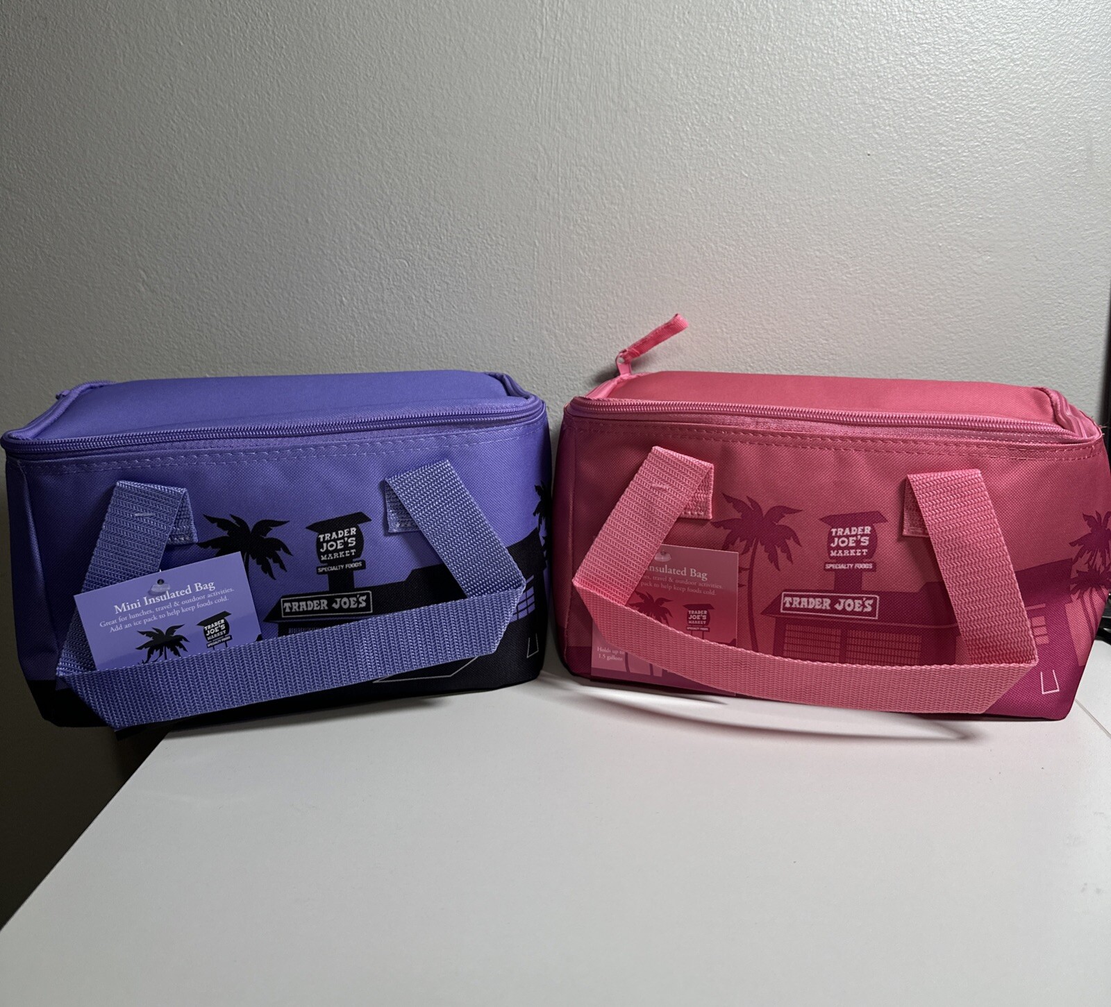 Trader Joe’s Valentines Day Mini Insulated Tote Bag Bundle Pink & Lavender