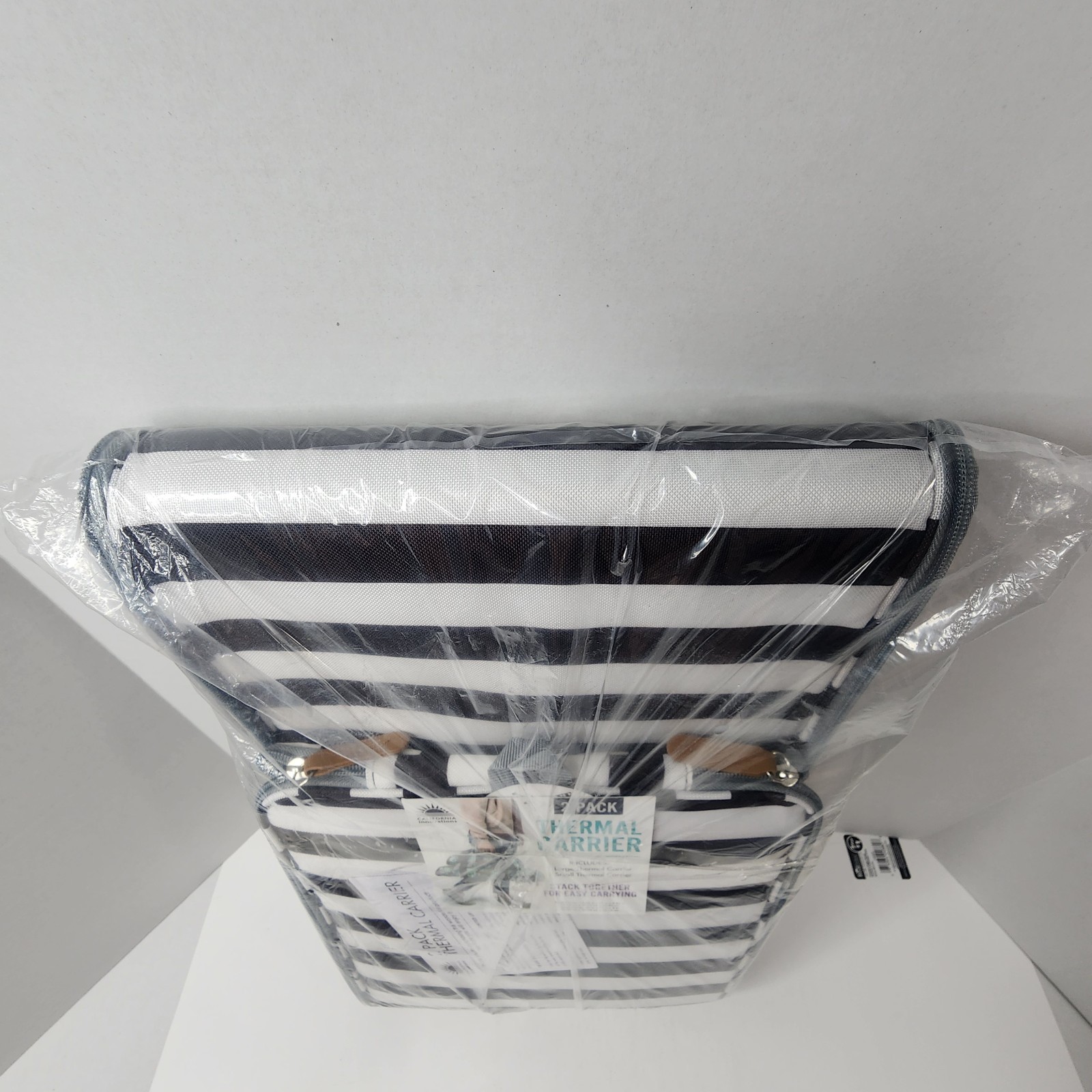 California Innovations Thermal Carrier Tote Bags 1 Large 1 Small Black Stripe