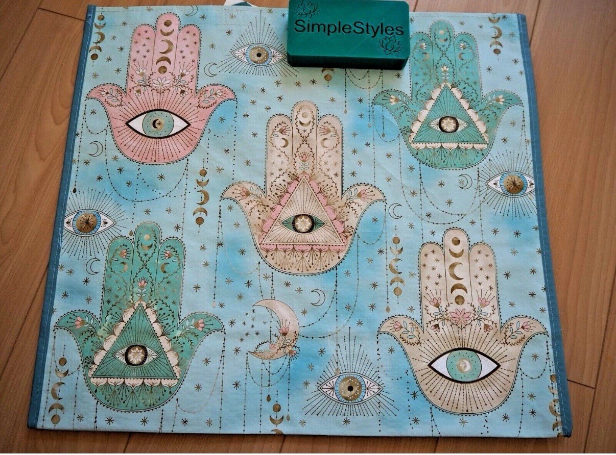 Hamsa Evil Eye Protection Reusable Shopping Market Large Durable Gift Bag NWT