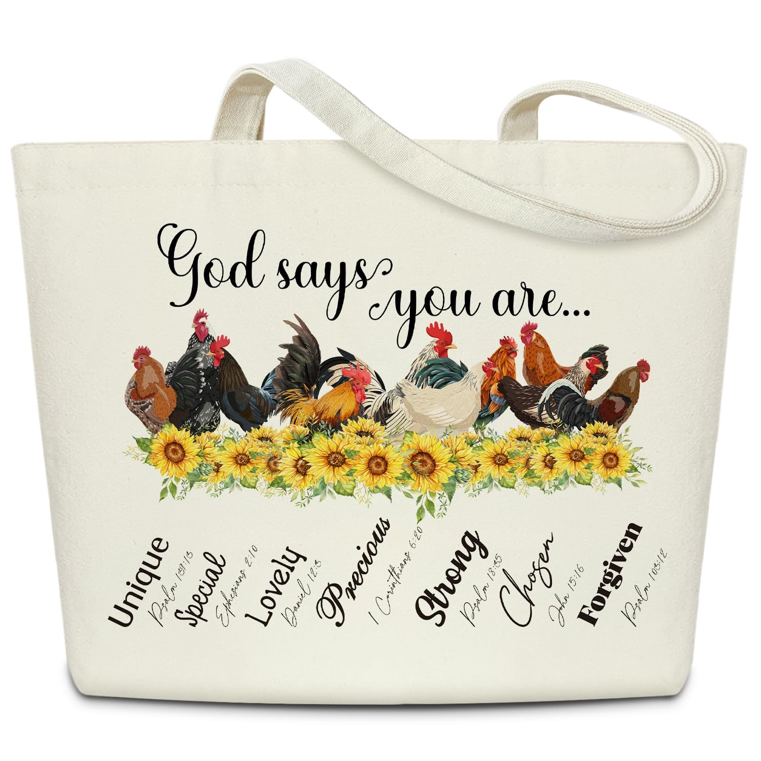 Inspirational Gifts Chicken Canvas Tote Bag for Women, Christian Aesthetic To…