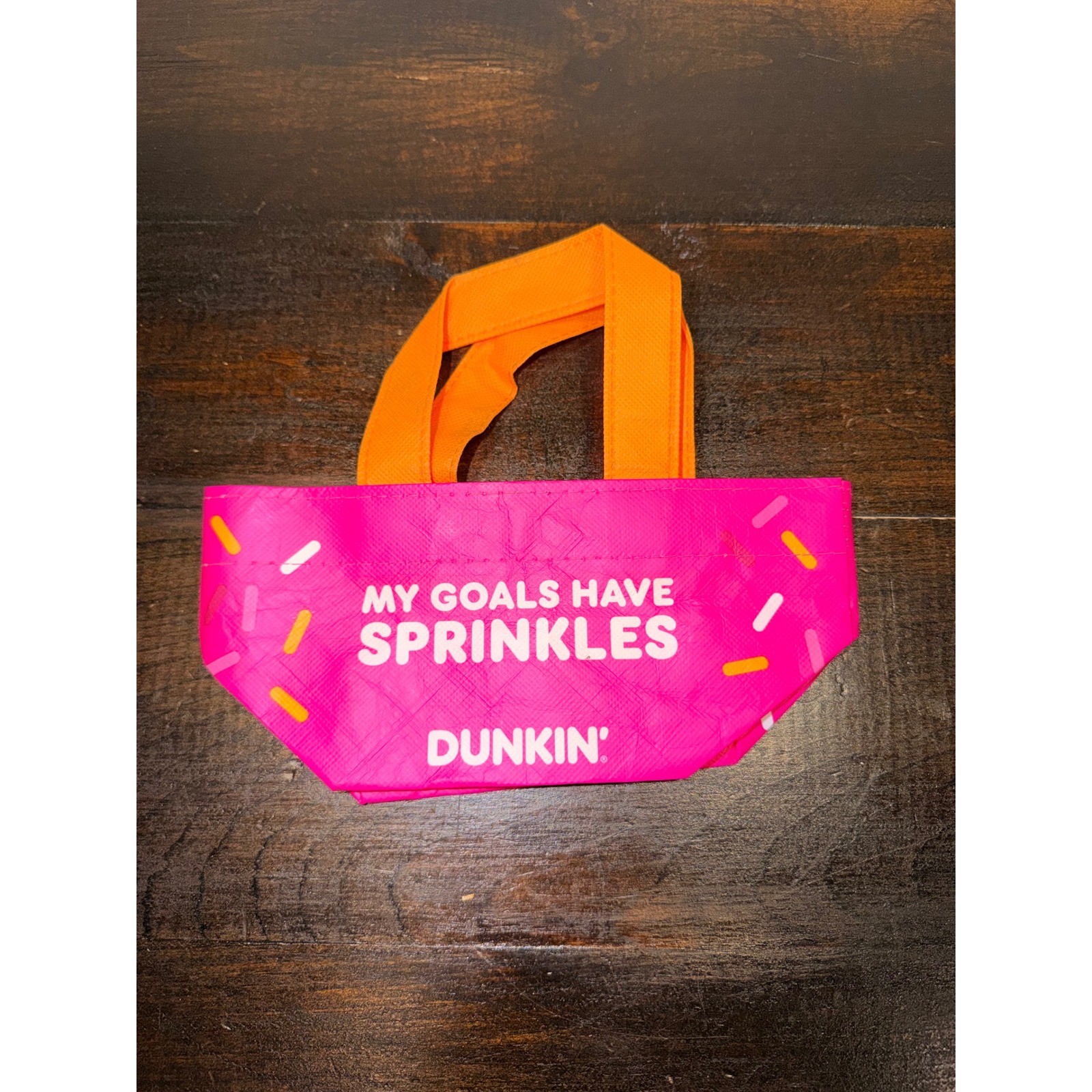 Dunkin Donuts My Goals Have Sprinkles Pink Mini Reusable Tote Bag