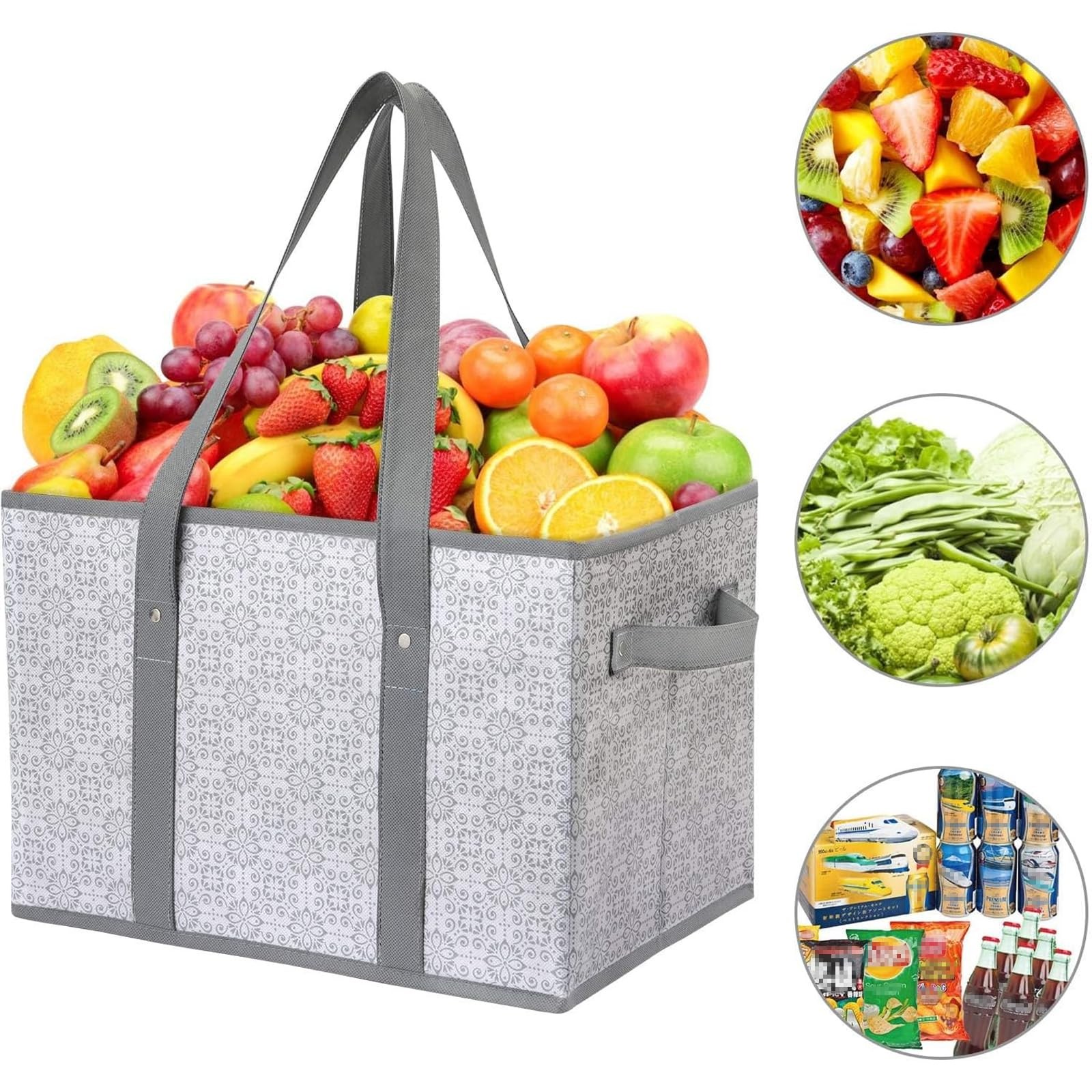 WISELIFE Reusable Grocery Bags 4 Pack,Large Grocery Tote Bag Water Resistant …