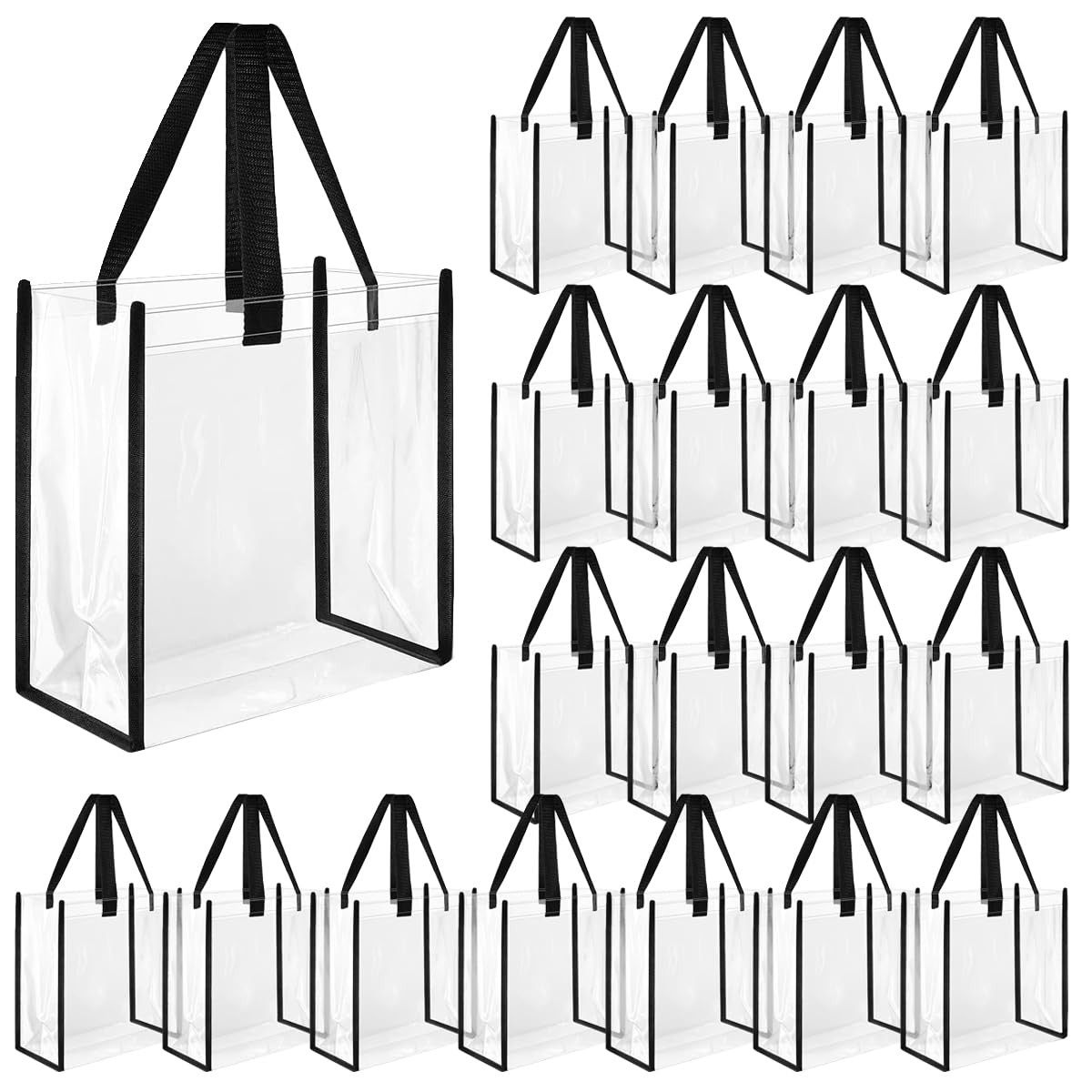 20 PCS Clear Tote Bag Bulk 12x12x6 Inch Plastic Transparent Security Stadium