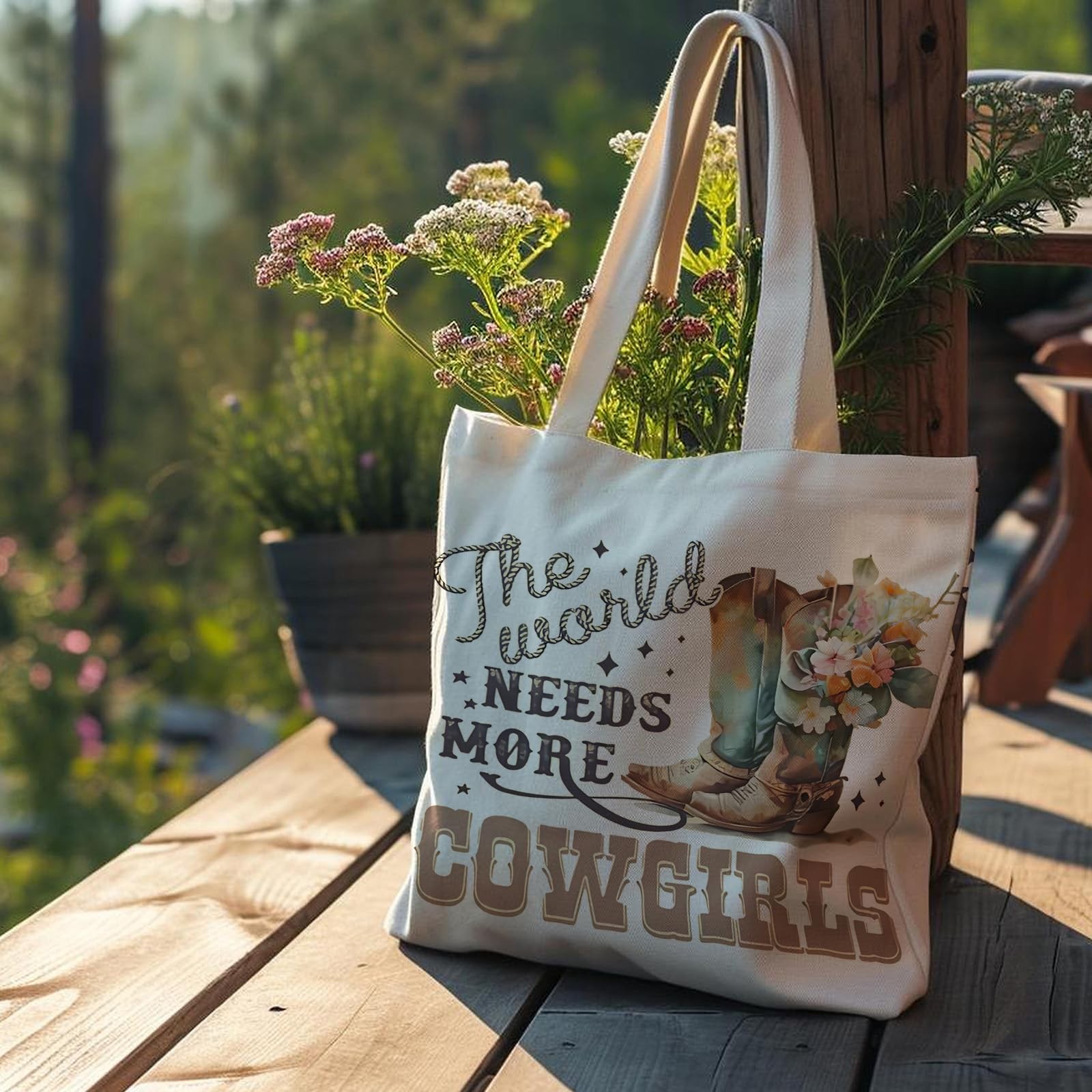 Veqzc Cowgirl Tote Bag, White, 15″ x 13.3″ 25.5″, Women’s One Size, Cowgirl3