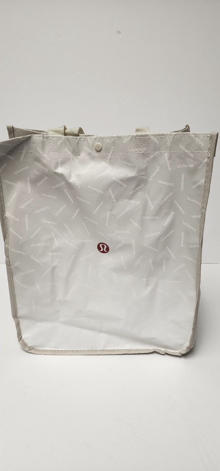 LULULEMON Grey White GRAPHIC LOGO Reusable Shopping Gym Lunch Bag