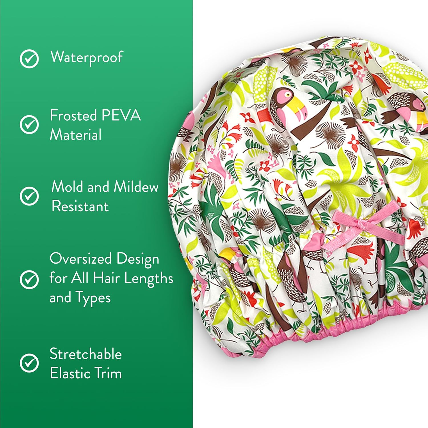 Reusable Bath & Shower Cap Lined, Oversized Waterproof Shower Caps Large