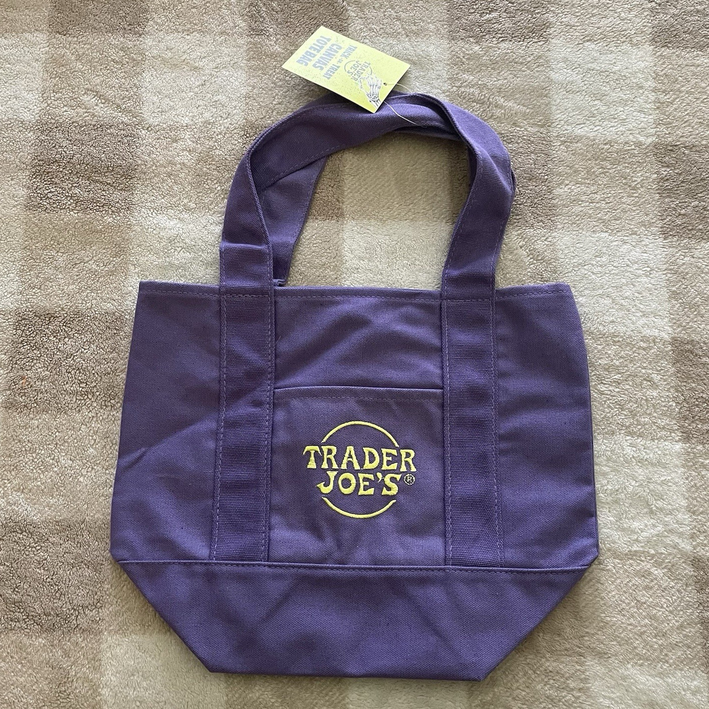 Trader Joe’s Reusable Tote Bag Purple Solid/Plain 13x11x6 in