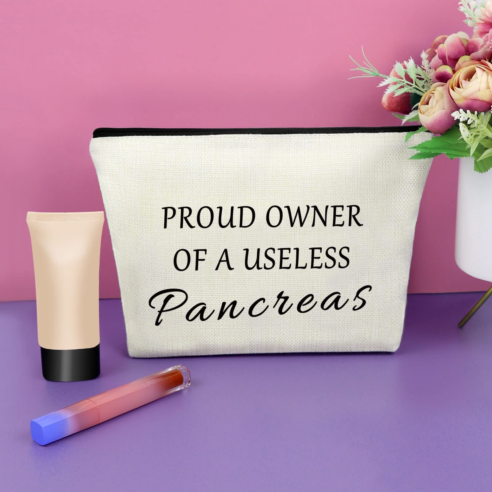 Sazuwu Diabetes Awareness Makeup Bag Proud Owner of a Useless Pancreas
