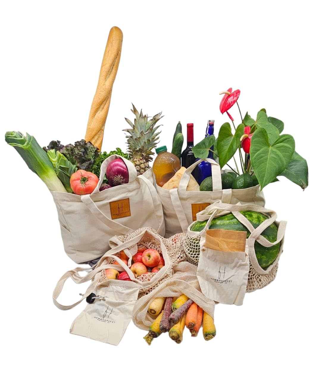Reusable grocery bags (set of 5) Made from soft, heavy-duty canvas, these lar…