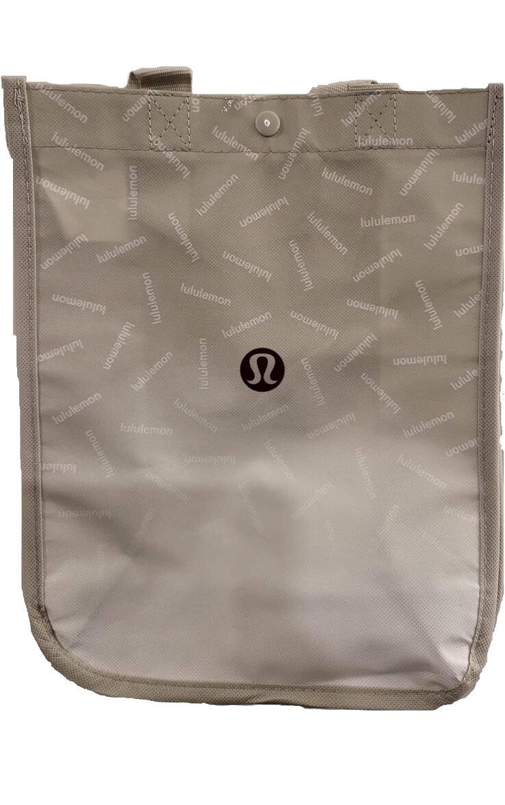 Lululemon Small Silver & White Reusable Shopping Bag New