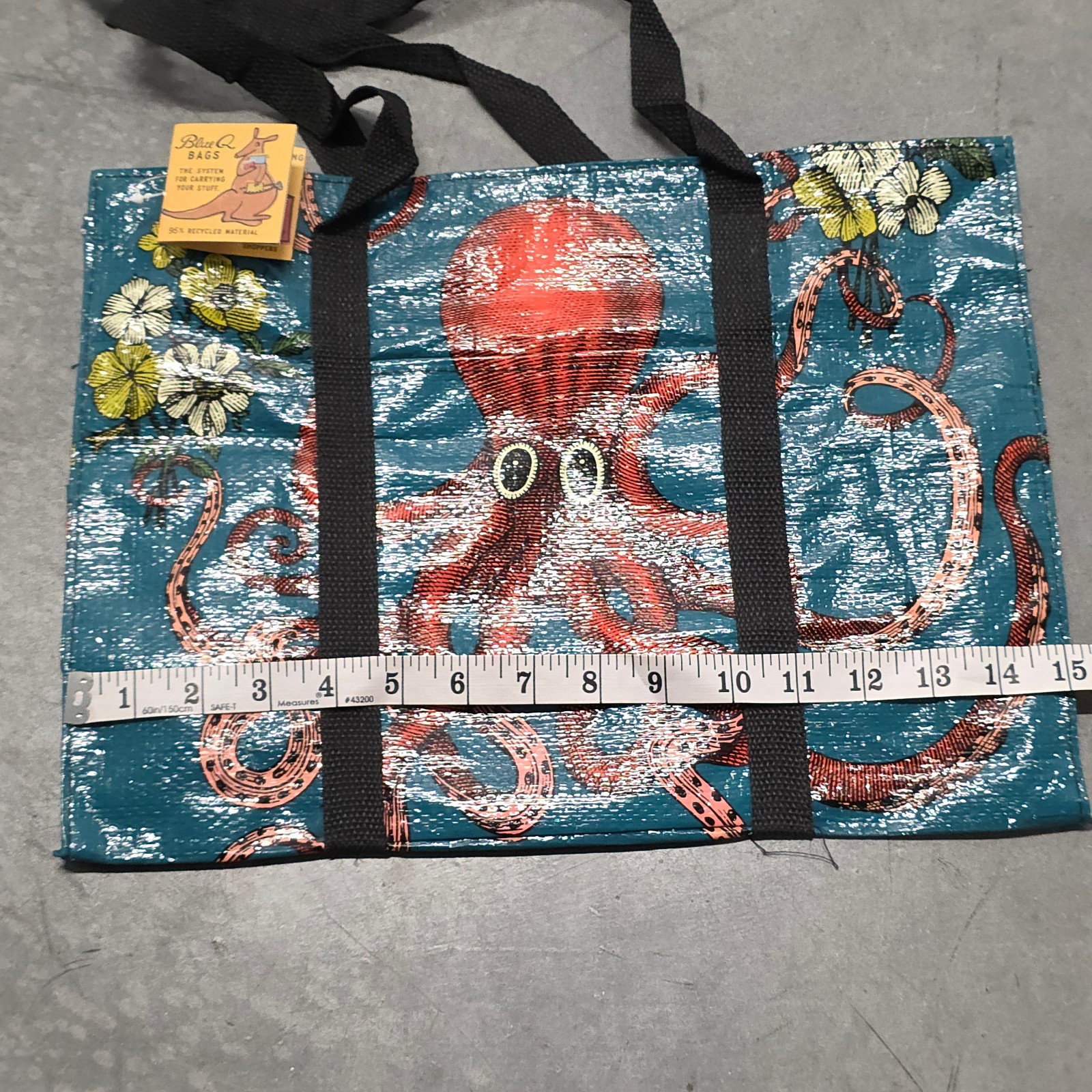 New Blue Q Octopus Shoulder Tote with Heavy Duty Zipper 95% Recycled Material