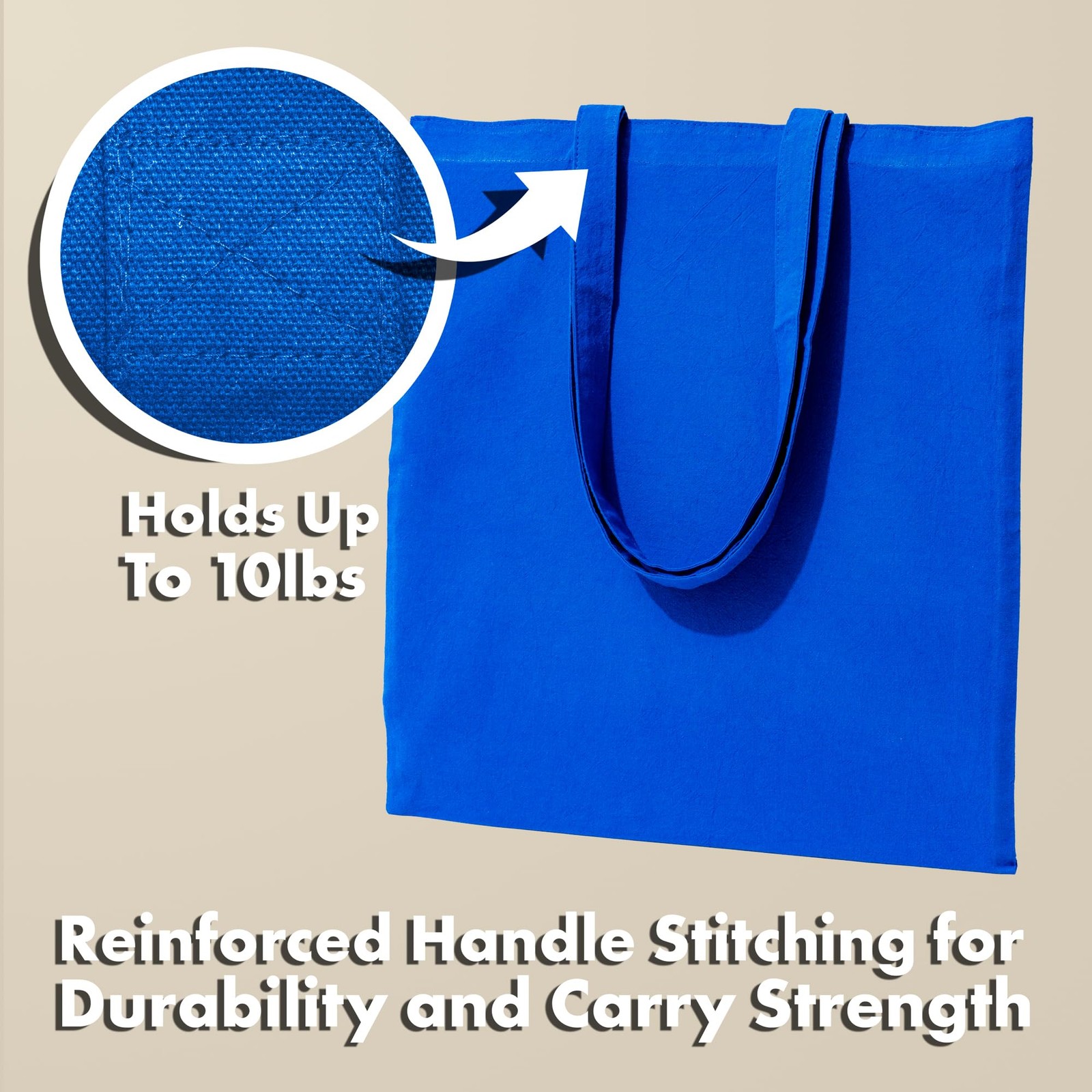 Carrywell (Not Made In China) Canvas Tote Bags Blue 24-Pack, 15″x16″, Bulk Or…