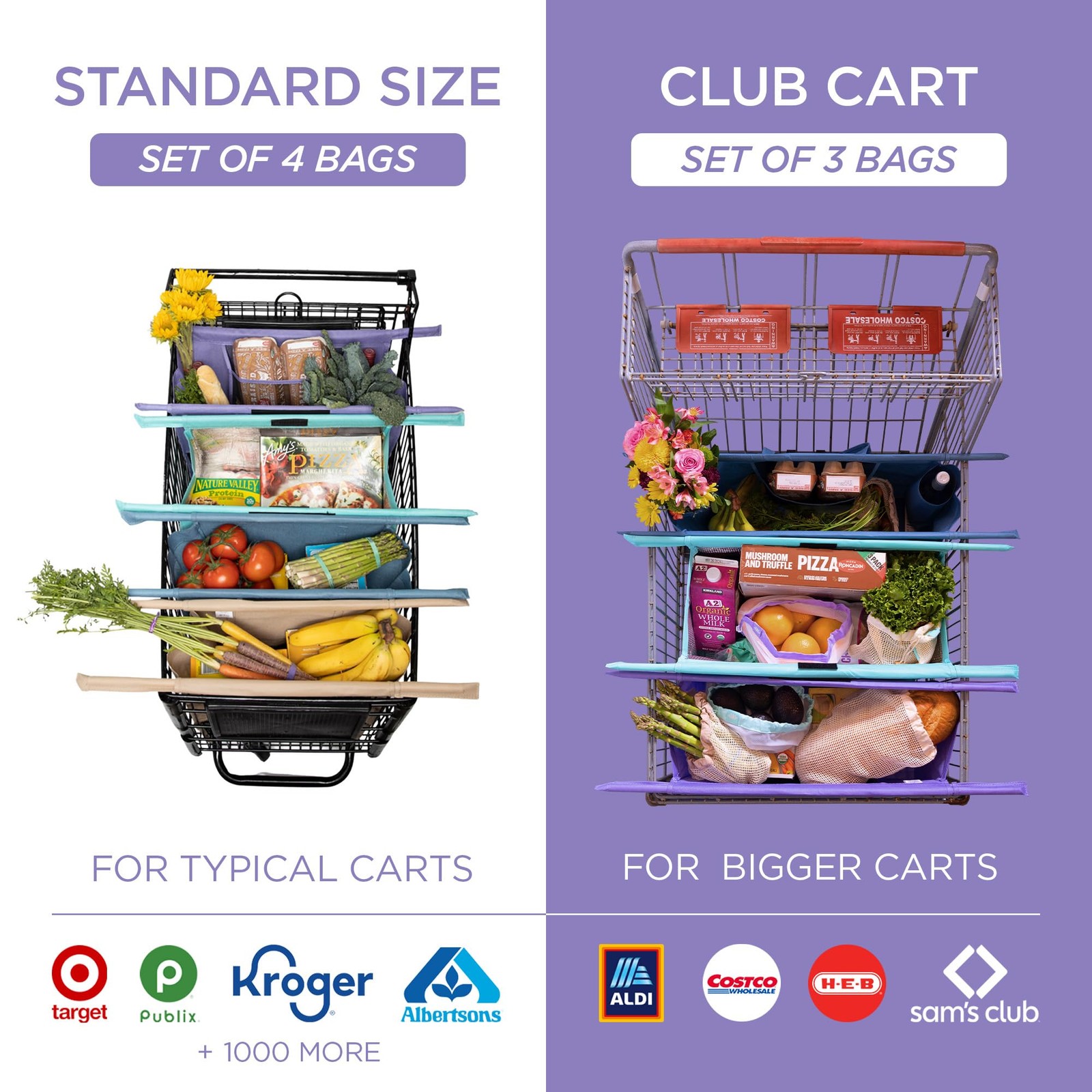 Lotus Original Trolley Reusable Shopping Bags (4-Pack) – Detachable & Reusabl…