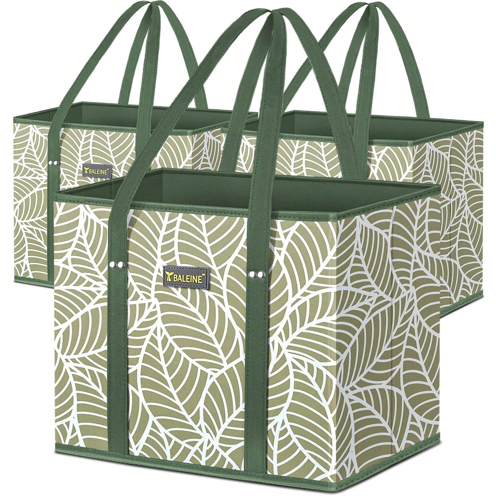 3Pcs Foldable Shopping Bags Reusable Grocery Tote Bags Large Capacity
