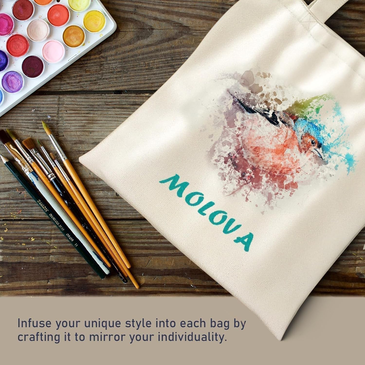 1Pc Natural Canvas Reusable Tote Bag with Handle for Shopping DIY Gift