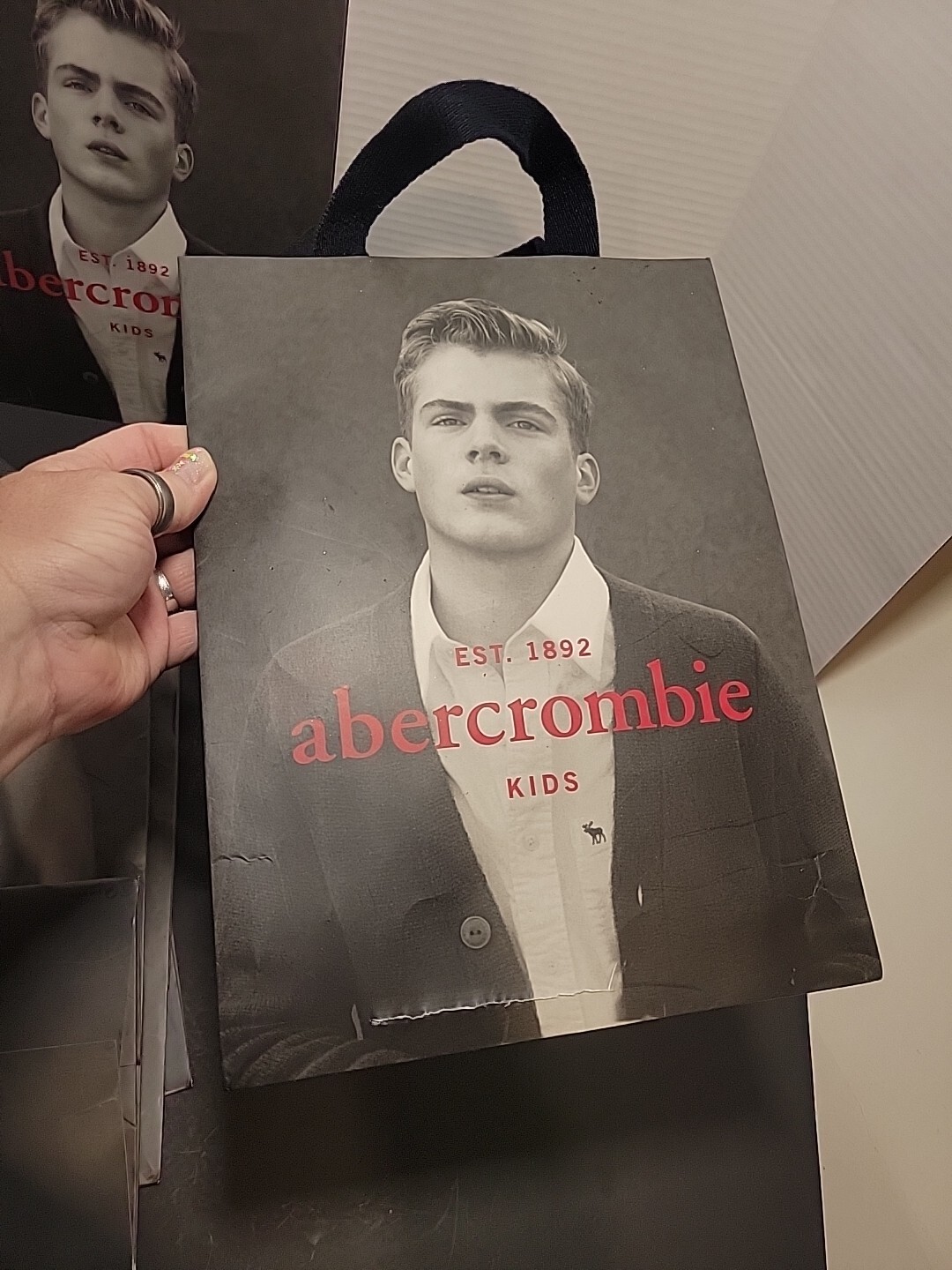 Set Of 6 Abercrombie & Fitch Shopping Bag Canvas Handles Model Photos