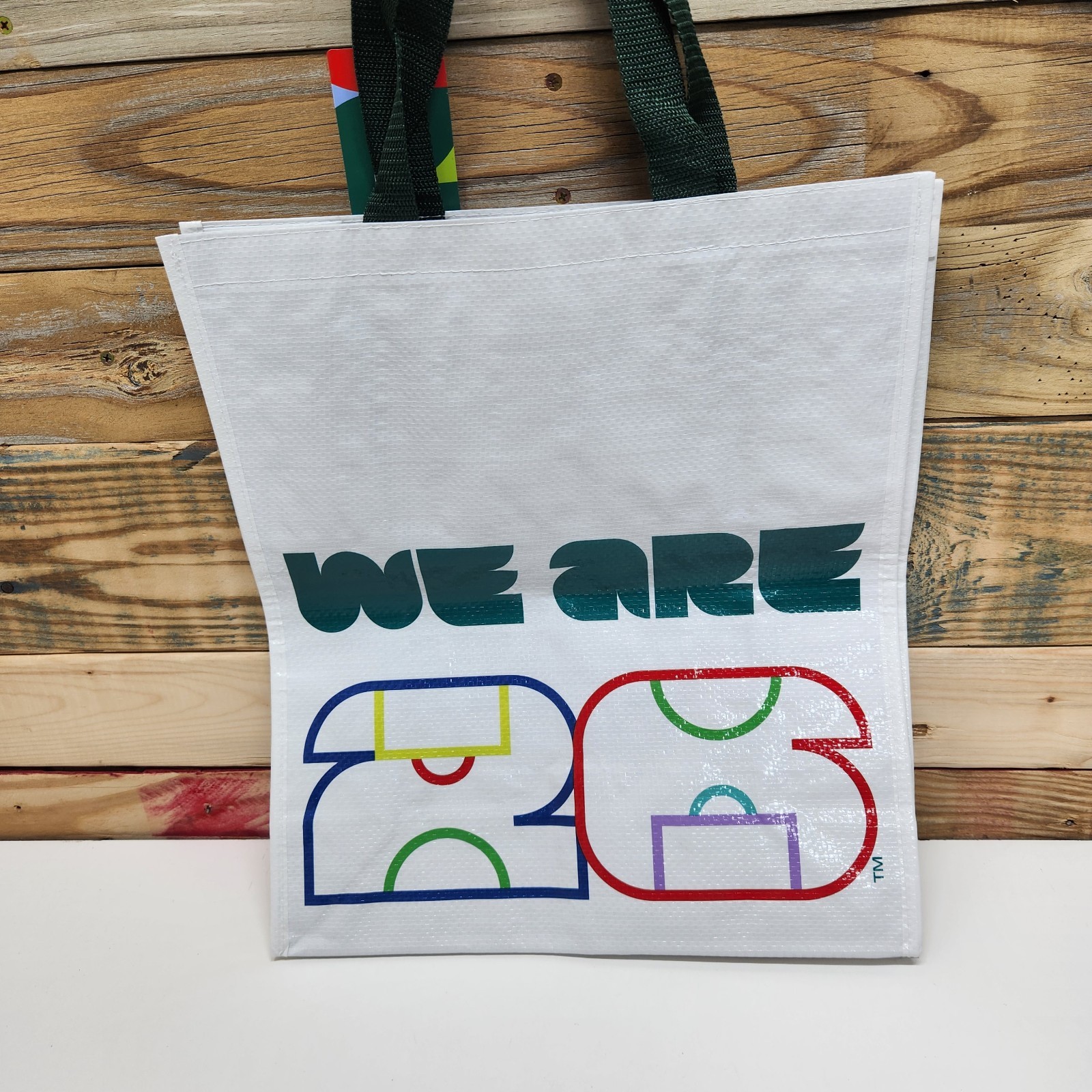FIFA World Cup 2026 Reusable Large Tote Bag White Blue Multicolor Graphic