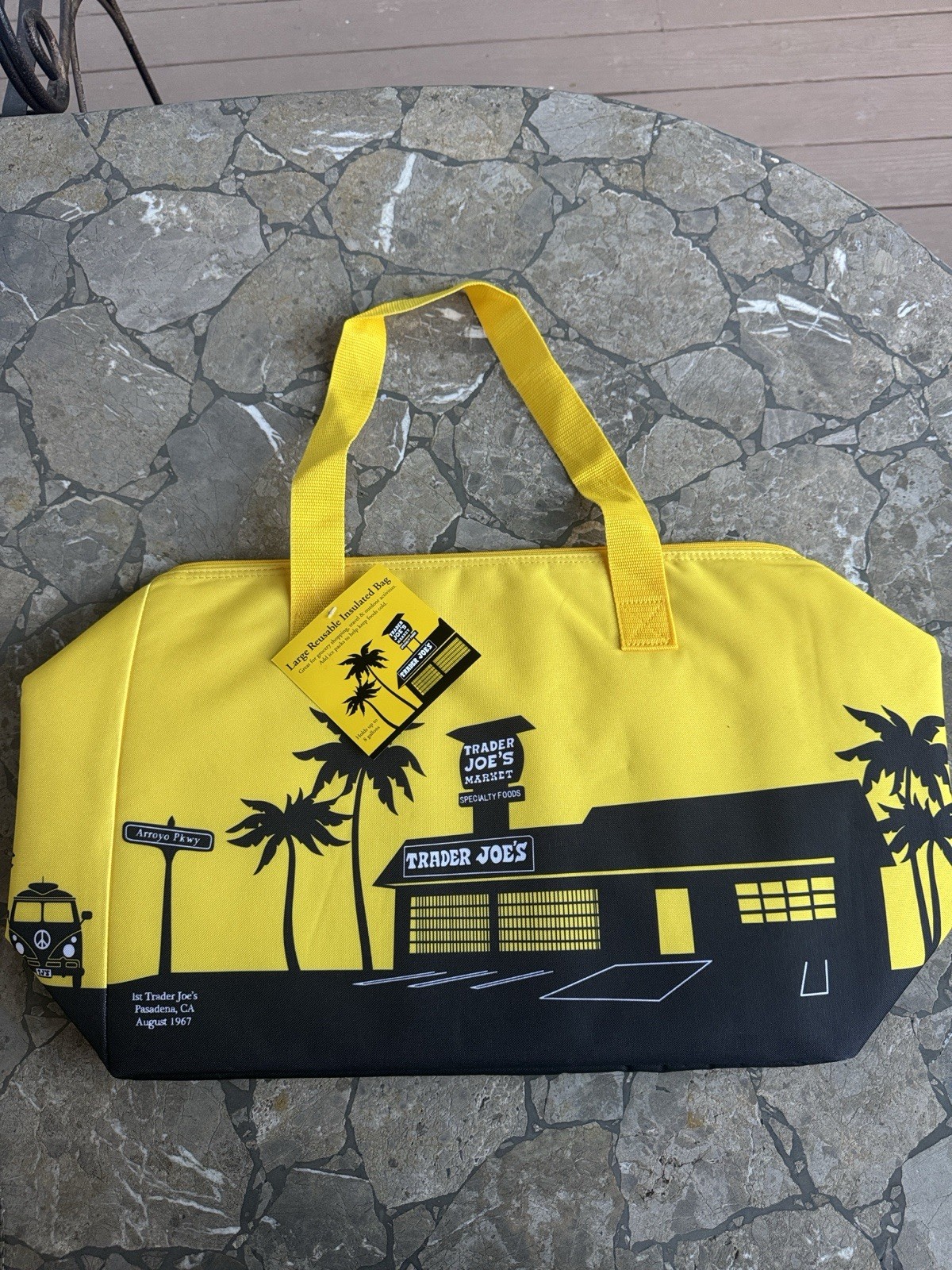 Trader Joe’s Cooler Tote Bag Large 8 Gal Insulated Reusable Yellow Pasadena