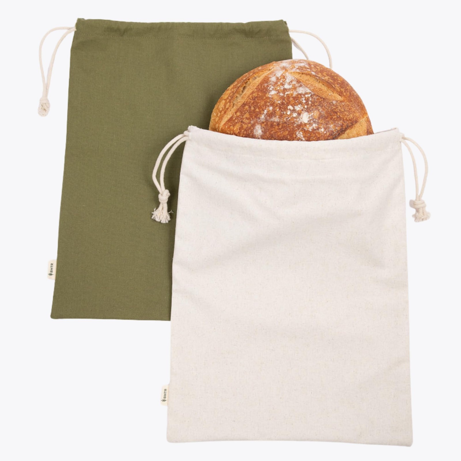 Sourdough Bread Bags for Homemade Bread, 2 One Size, Olive + Cream Linen