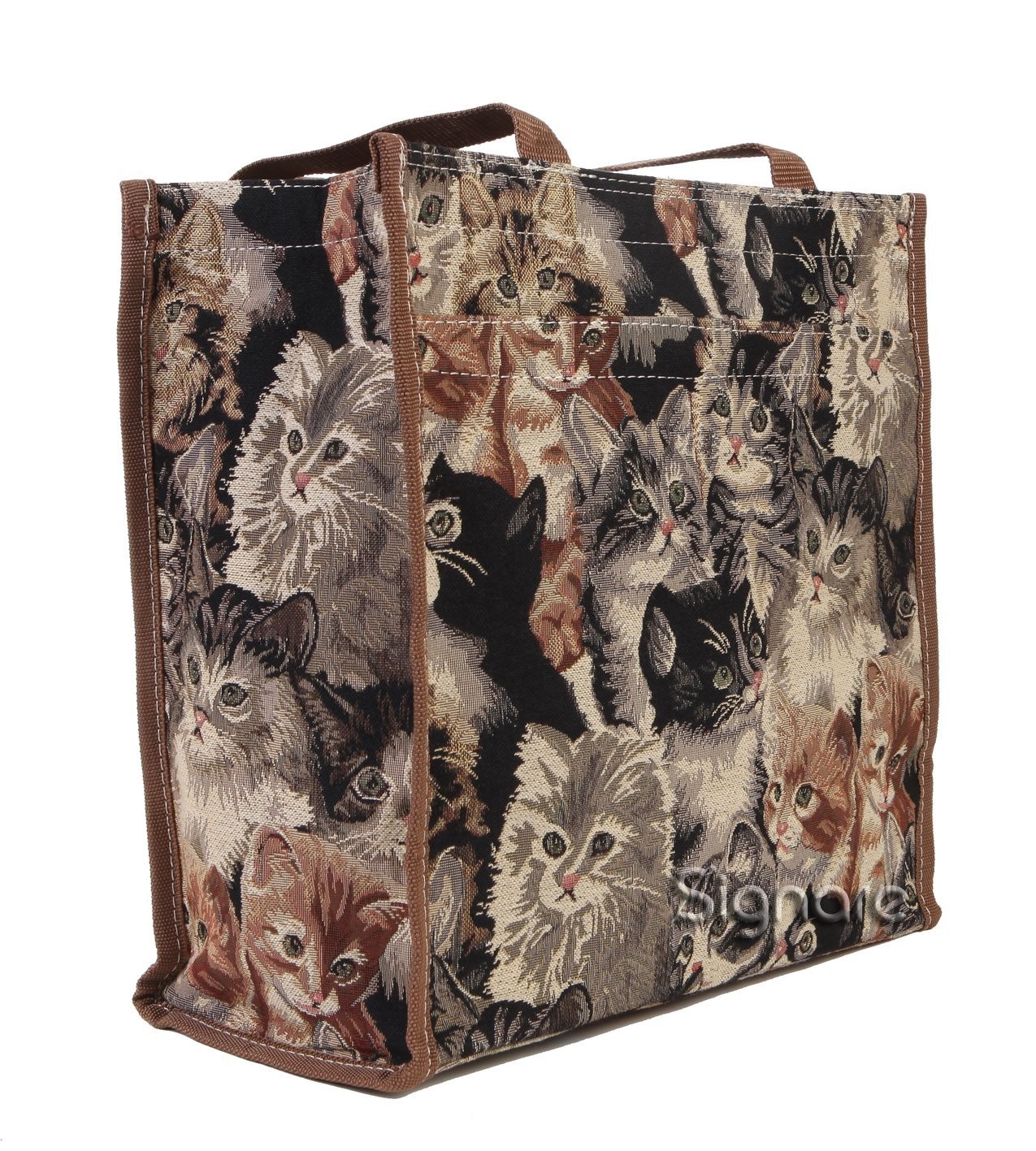 Tapestry Shoulder Bag Reusable Shopping Tote for Women with Cat Design (SHOP-CAT
