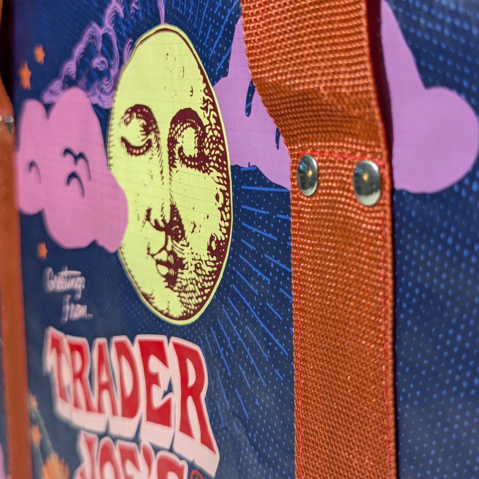 AUTHENTIC TRADER JOE’S MOON & SKY COLLAPSIBLE TOTE – GLOBAL STATUS SYMBOL – RARE