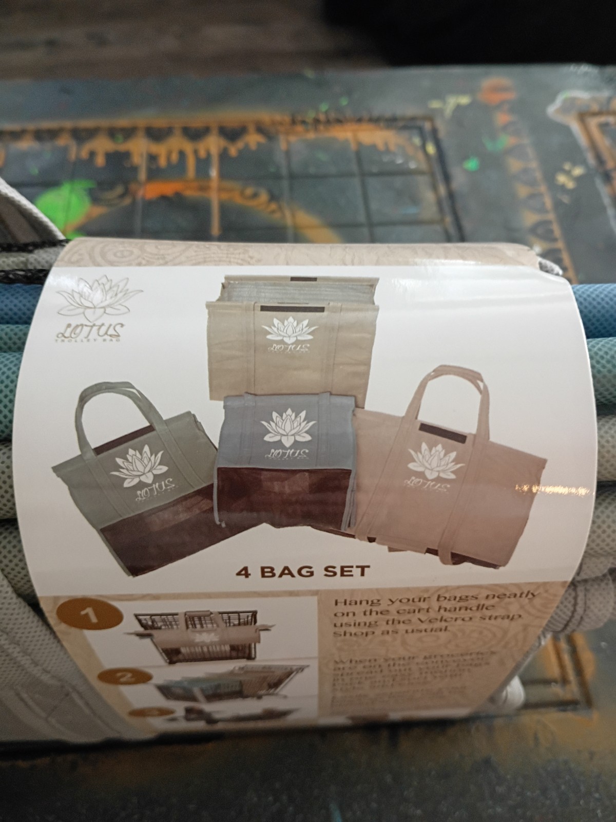 Lotus Trolley Bags Brand New Set of 4 Reusable Shopping Bags for Groceries Tote