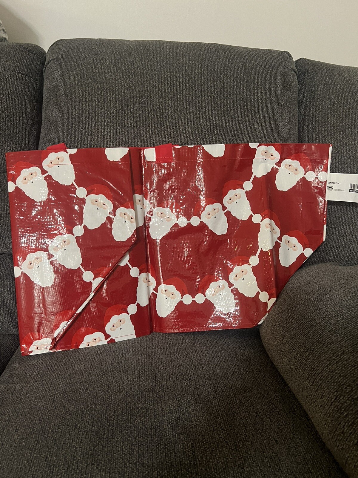 IKEA Vinterfint Holiday Santa Reusable 19 Gallon Large Tote Shopping Bag
