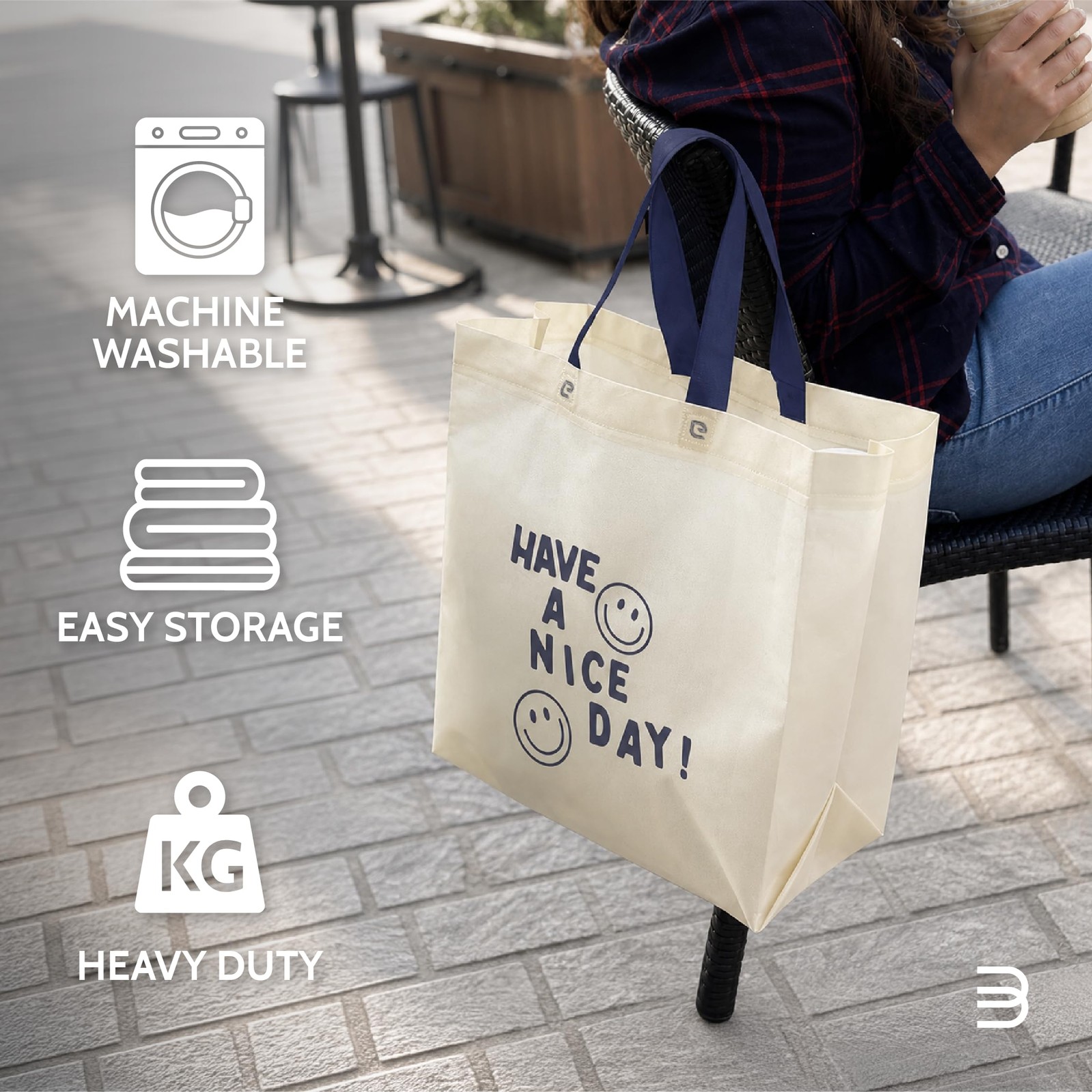 Bagways 50 PACK Reusable Grocery Bags with Handles, Durable, Foldable, Washab…