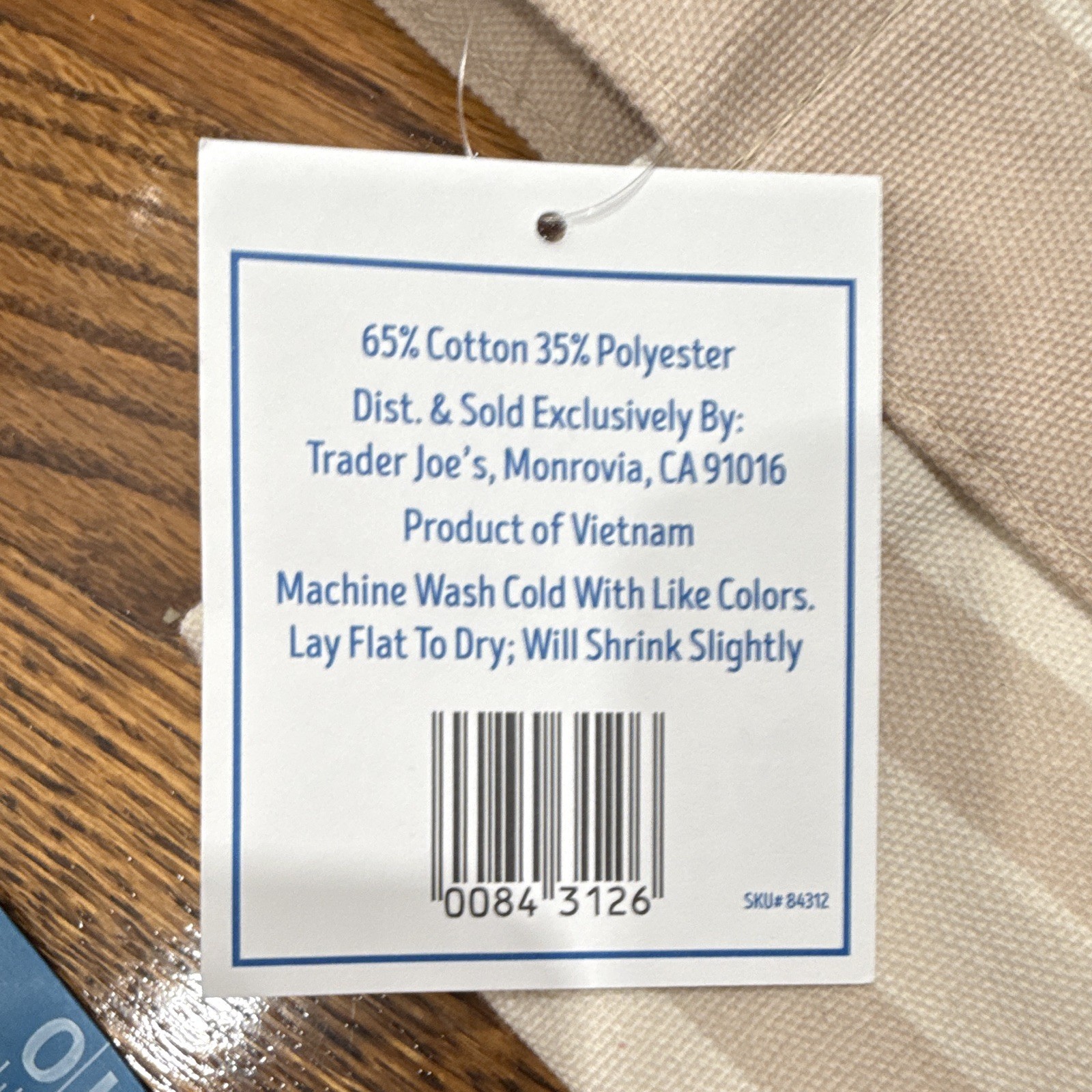 Trader Joe’s Striped Mini Canvas Tote Bag Beige Cotton Blend 13x10x6 in