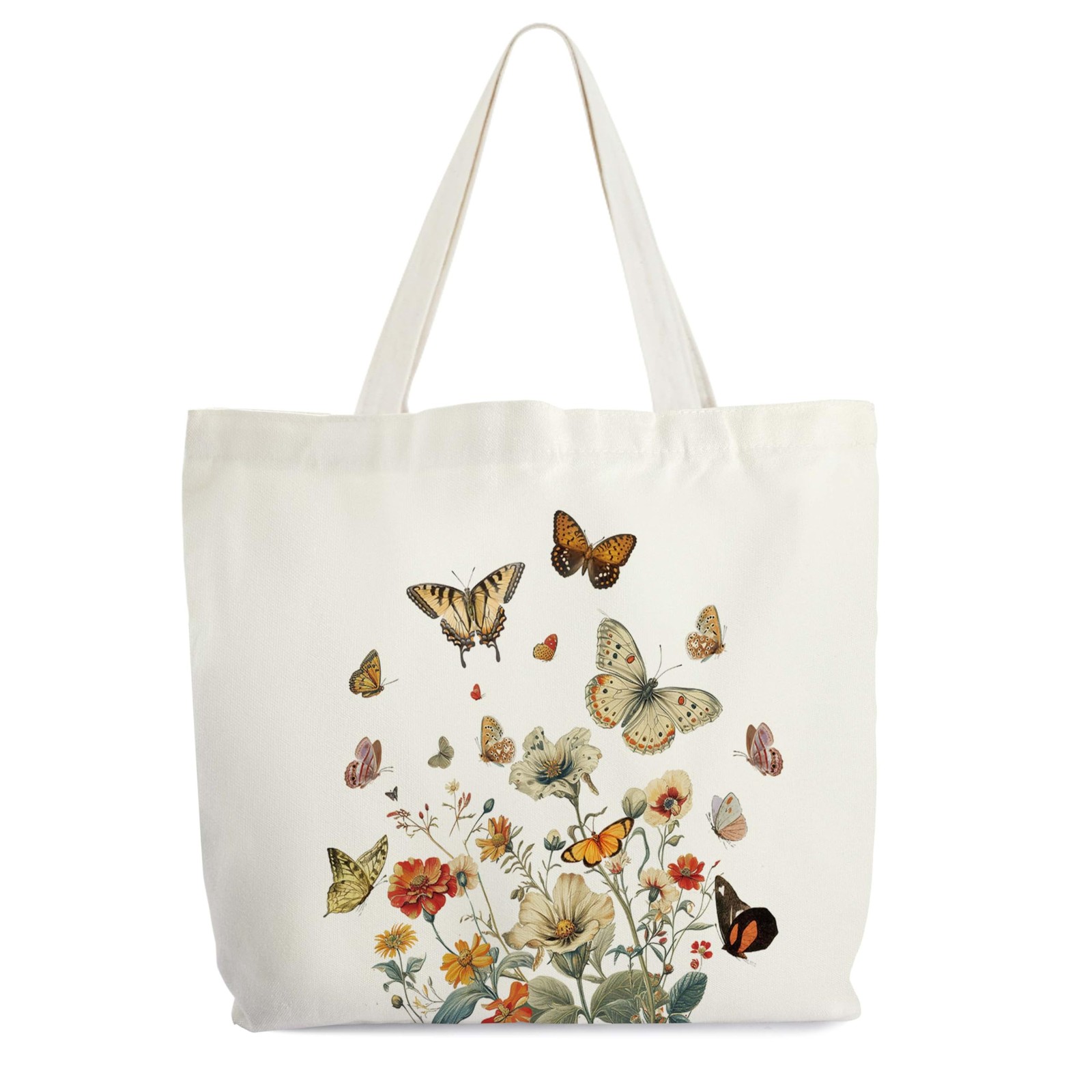 Butterfly Floral Tote Bag for , Wild Flowers Canvas Tote, Inspirational Gift …