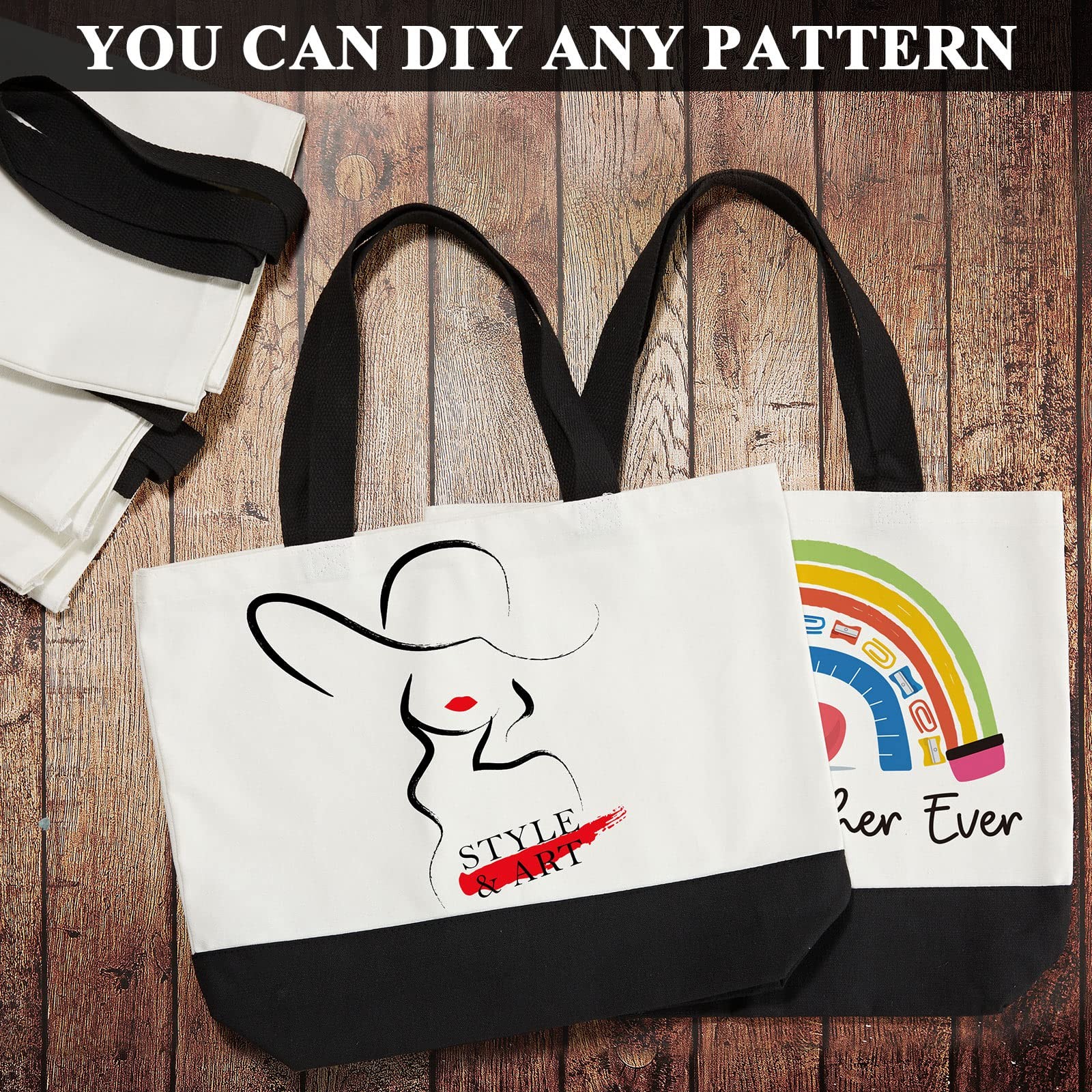 Weewooday 10 Pack Canvas Tote Bag Large Blank Reusable Grocery Bags with Hand…
