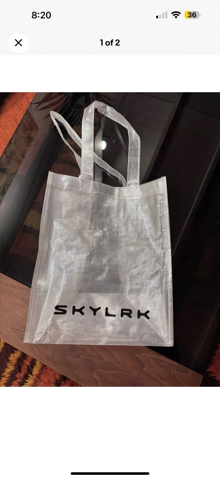 ISO SM SKYLRK Clear Foldable Plastic Reusable Shopping Tote Bag All-Over Pattern