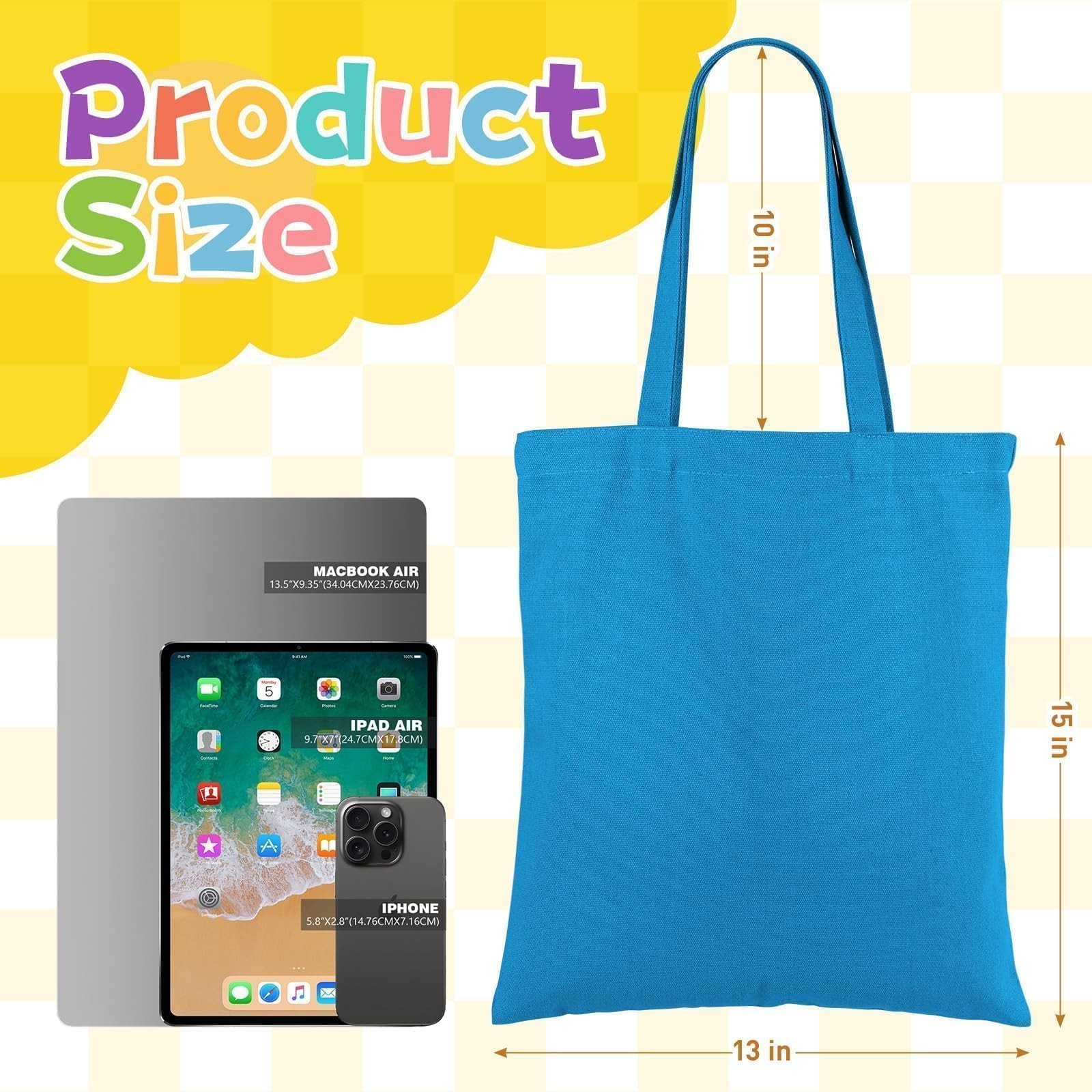 Lzerking Canvas Tote Bag Bulk 24 Pack Colored Canvas Bag for Gift, 13×15 Inch…