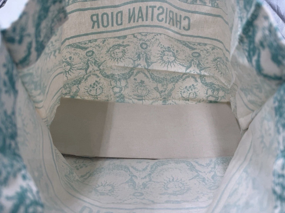 Christian Dior Dioriviera Canvas Large Tote Bag Beige/Teal with Insert NWOT