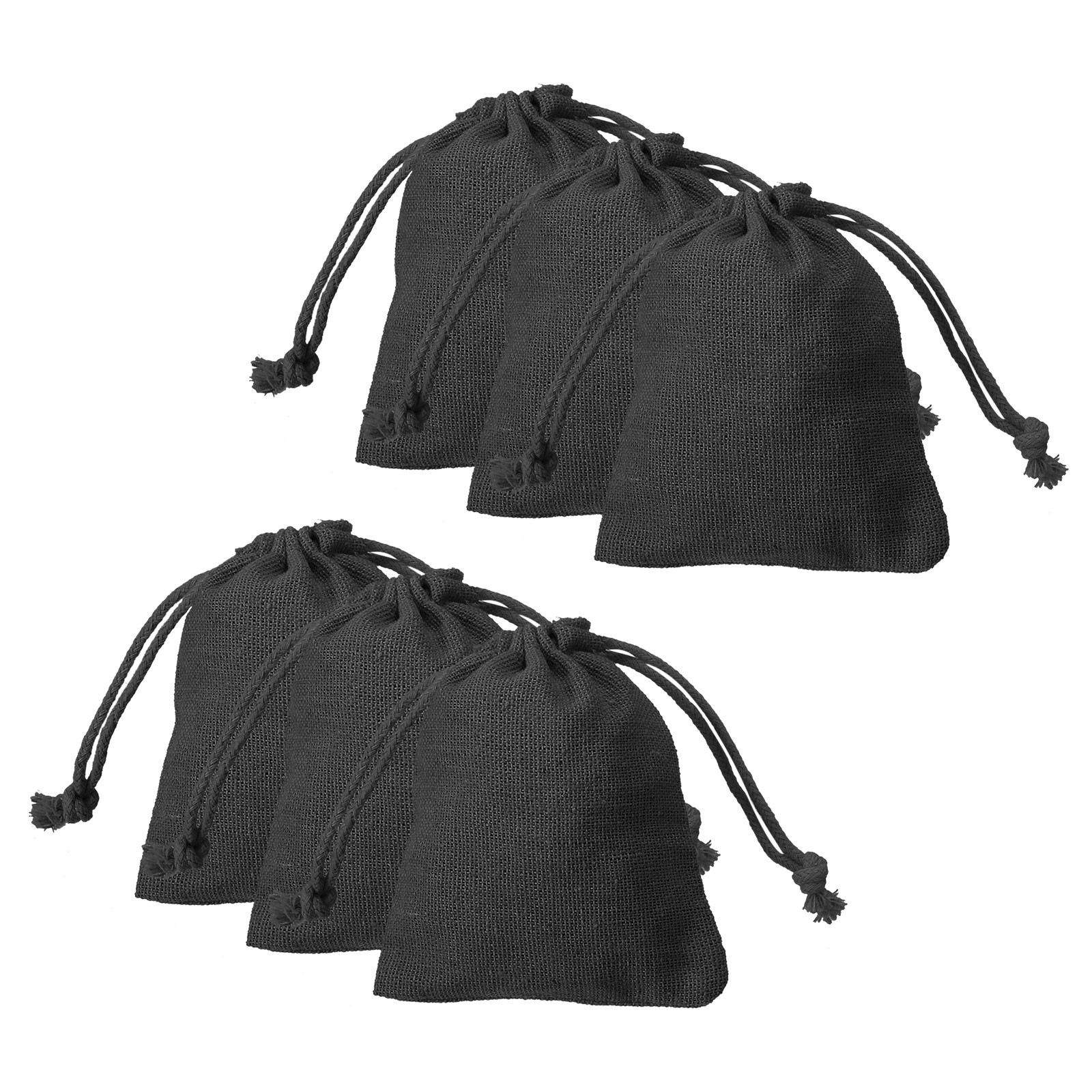 12 3.2″x3.9″ Cotton Drawstring Storage Bags, Black